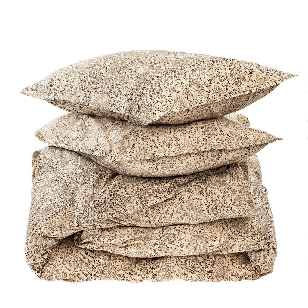 Ensemble Housse de Couette King Saira à Motif Imprimé à la Main | Noir - Les Trouvailles de JustineIndaba Home