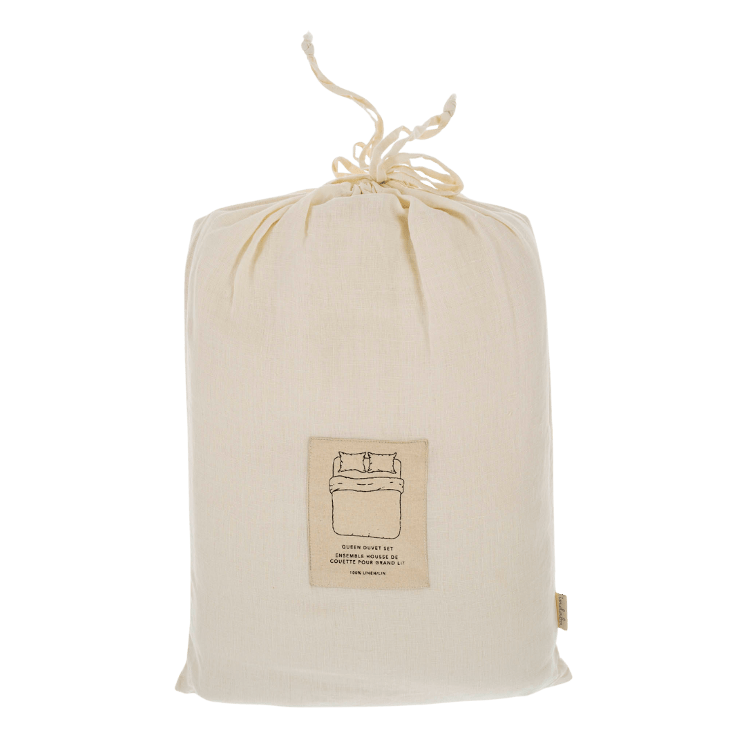 Ensemble Housse de Couette Reverie en Lin | Grand Format Queen | Ivoire Naturel - Les Trouvailles de JustineIndaba Home