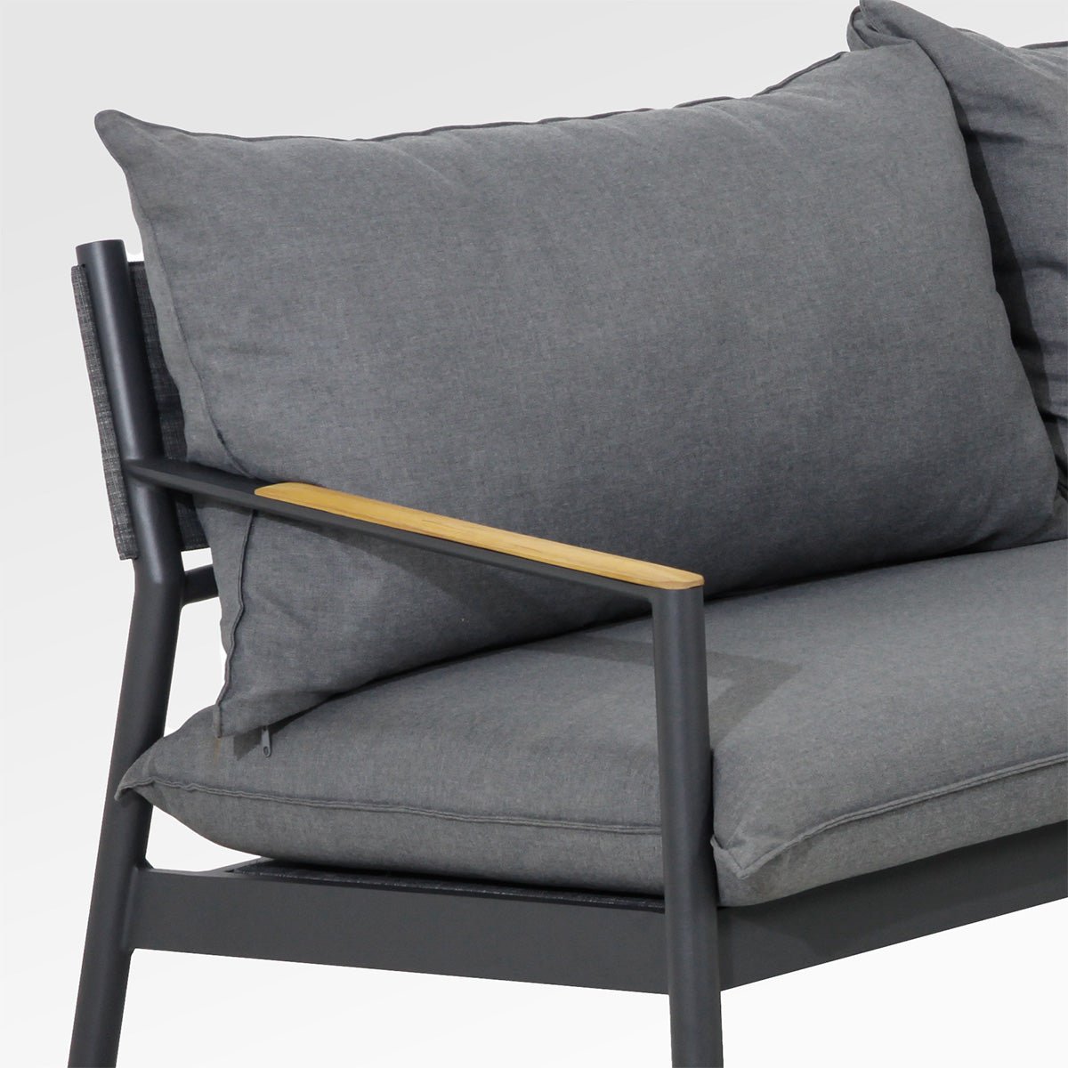Ensemble Monti | Canapé et fauteuils | Teck et Aluminium | Coussins Sunproof® - Les Trouvailles de JustineConversationalEnclover