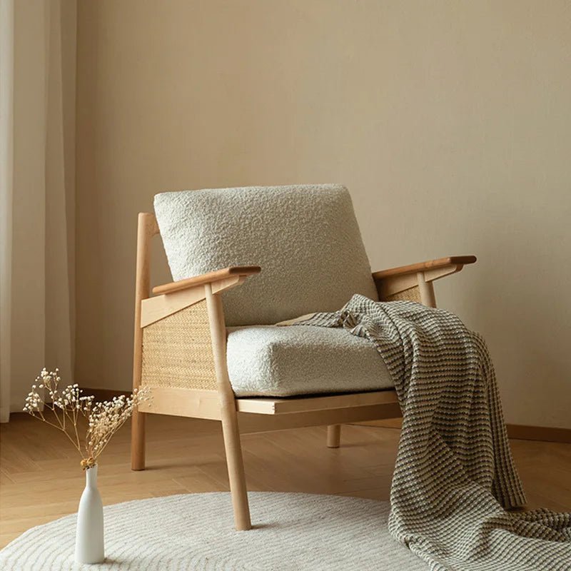 Fauteuil Balino | Bois et rotin tressé | Coussins rembourrés | Design artisanal - Les Trouvailles de JustineNisu HomeBlanc