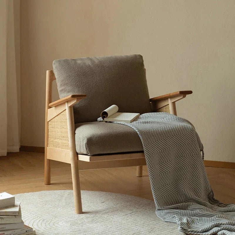 Fauteuil Balino | Bois et rotin tressé | Coussins rembourrés | Design artisanal - Les Trouvailles de JustineNisu HomeGris foncé