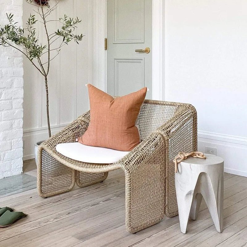 Fauteuil Raunji | Corde tressée & rotin | Design sculptural et léger - Les Trouvailles de JustineNisu Home