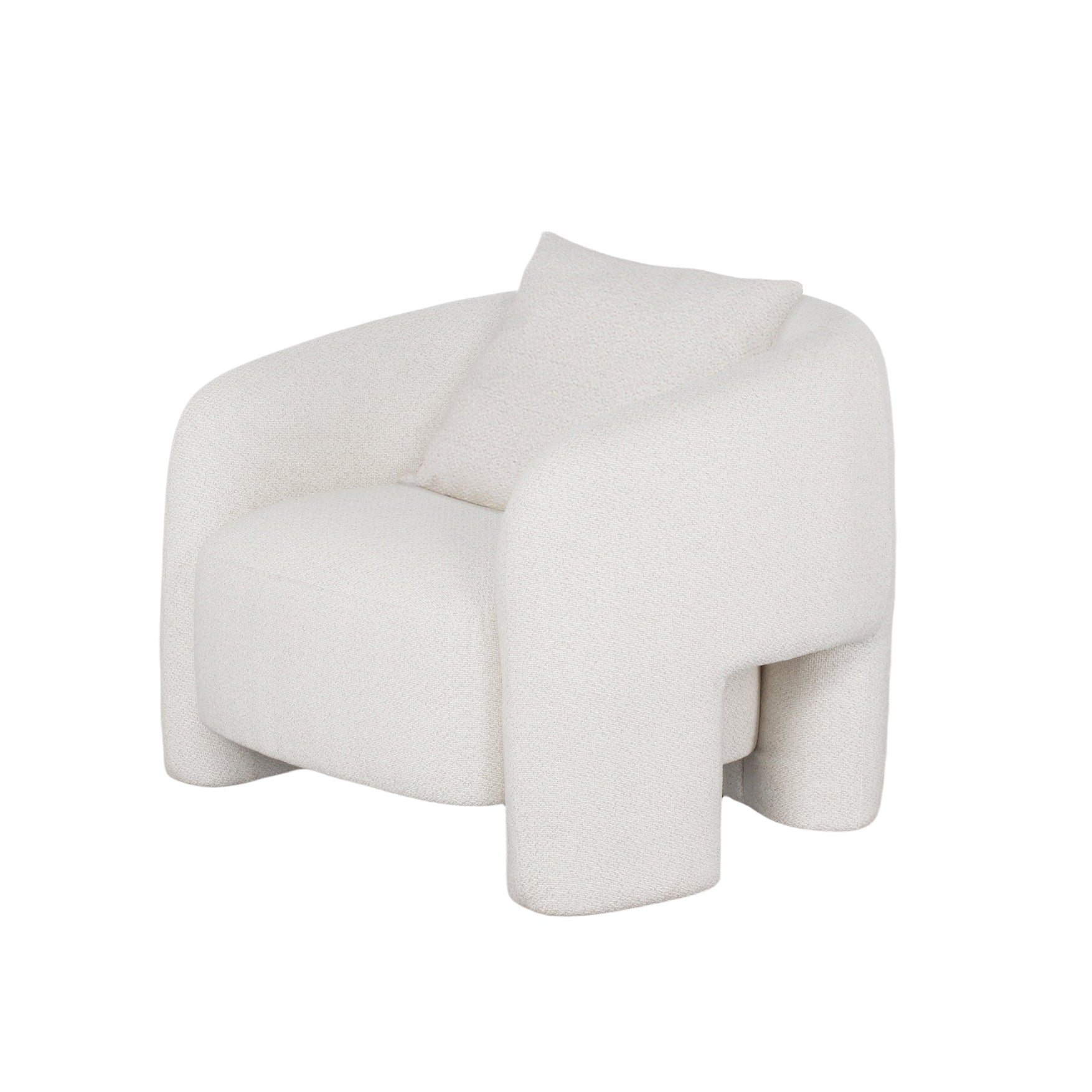 Fauteuil d’appoint Chloe en tweed | 103 × 75 × 95 cm | Crème