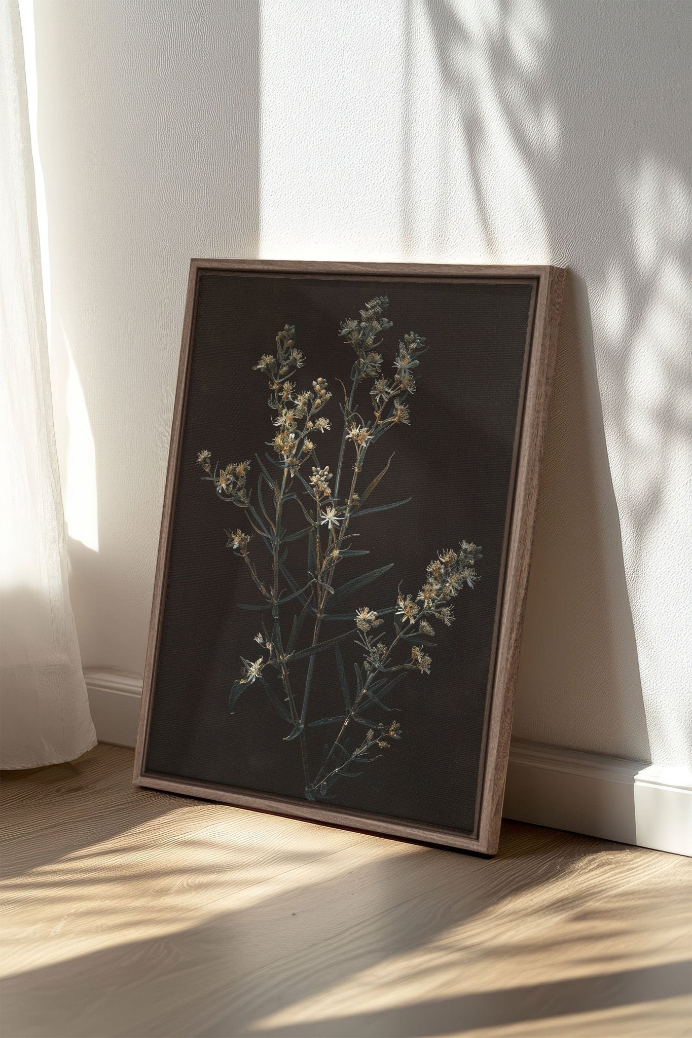FLEUR D'ARGENT, Oeuvre sur toile étirée - Les Trouvailles de JustinecanvasOleka Canvas12x16Bois Oak