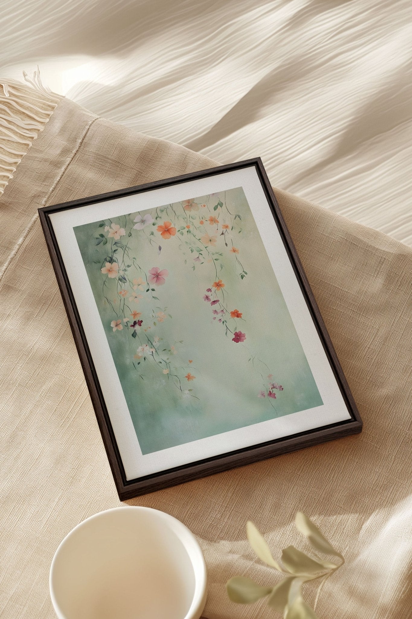 FLORAL CASCADE, Oeuvre sur toile étirée - Les Trouvailles de JustinecanvasOleka Canvas12x16Espresso