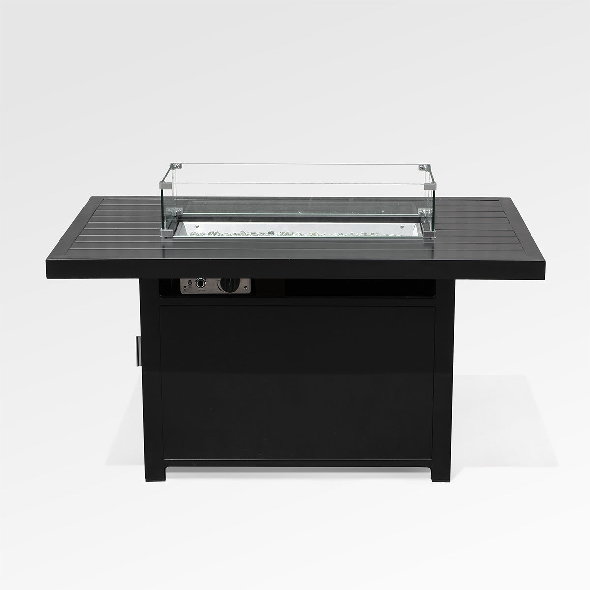 Foyer extérieur rectangle en aluminium noir | Avec pare - vent et housse - Les Trouvailles de JustineAccessoriesEncloverYes