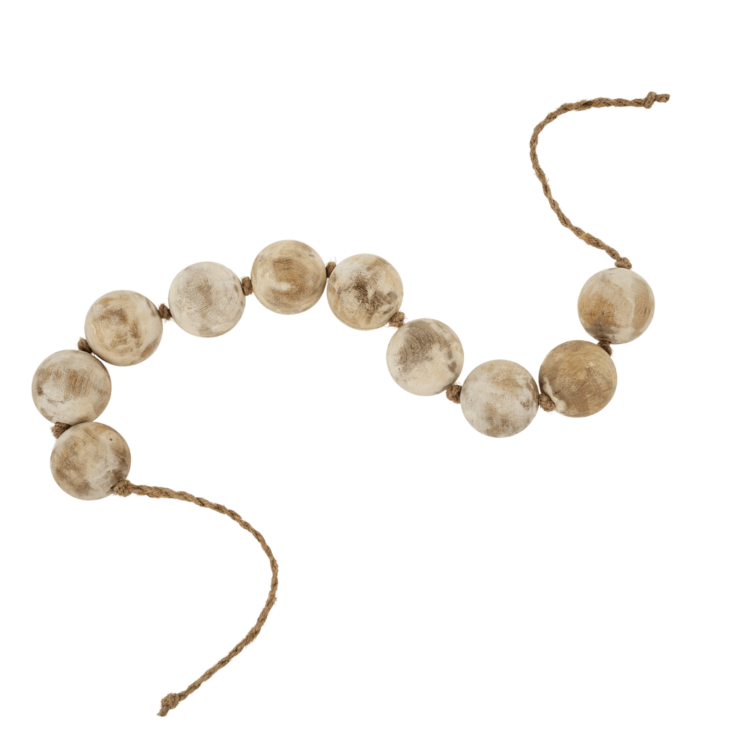 Guirlande de Perles en Bois de Manguier | 90 cm | Blanc - Les Trouvailles de JustineIndaba Home