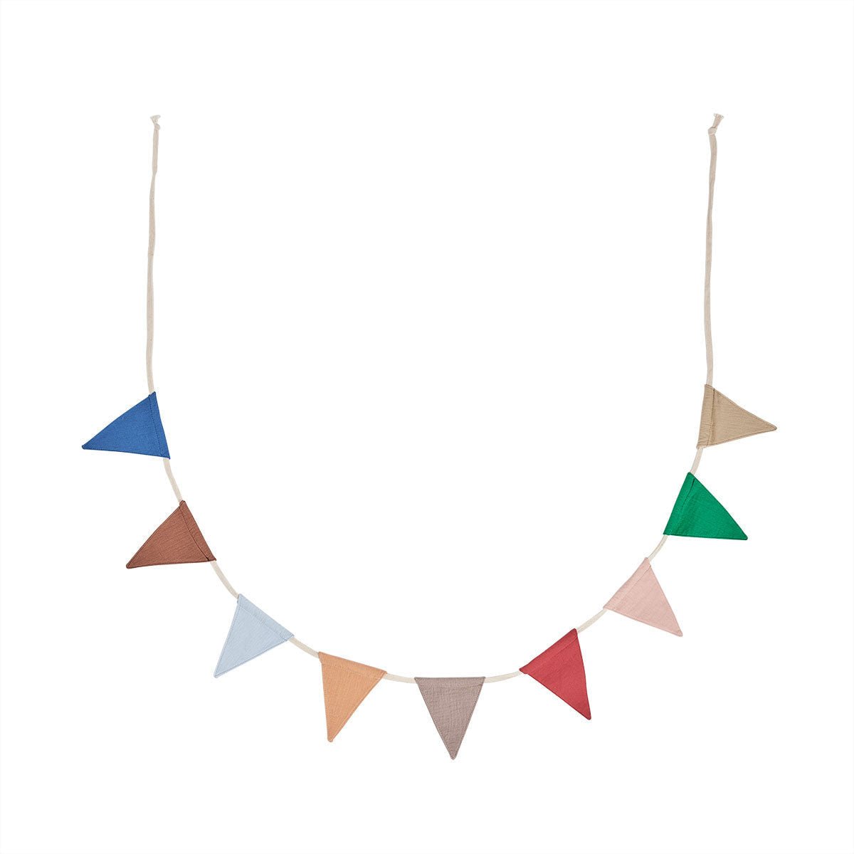 Guirlande de fanions triangulaires multicolores en mousseline, cordons aux extrémités