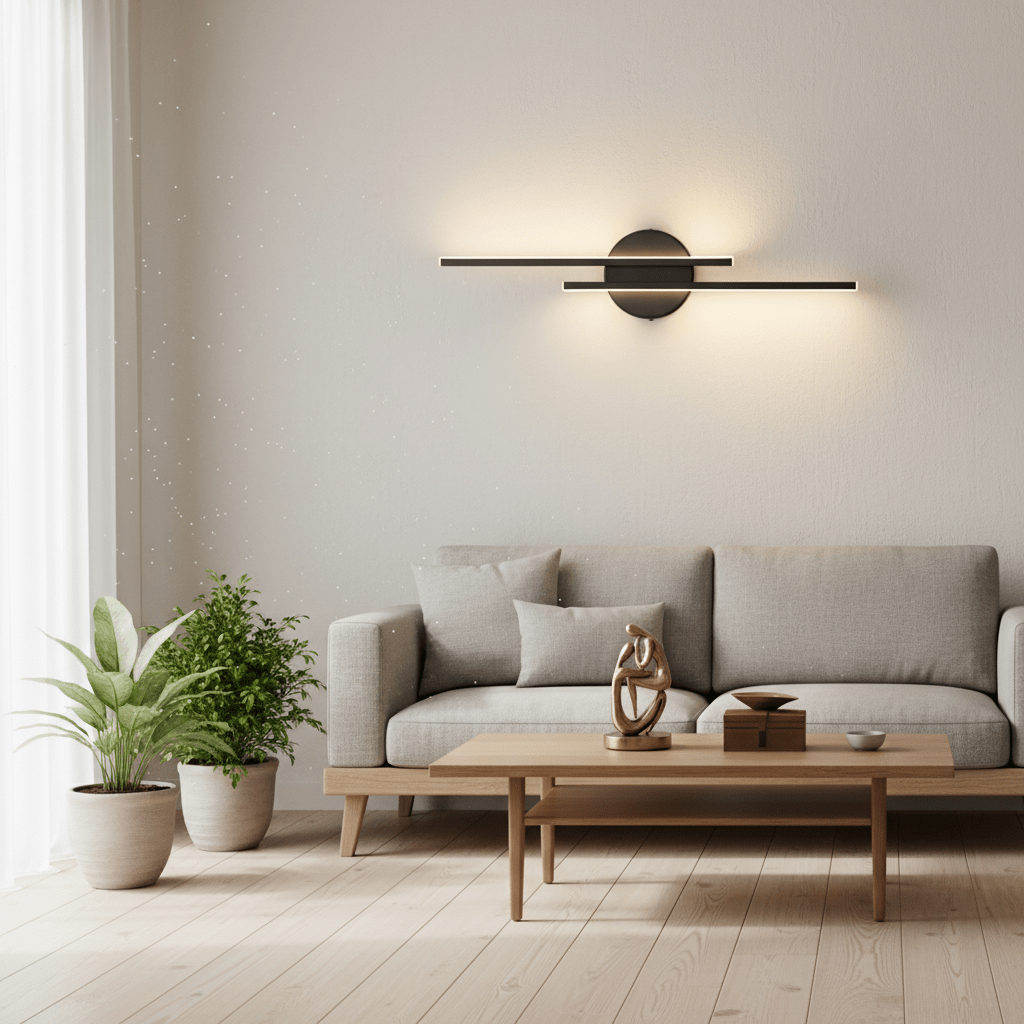 Applique murale Horizon Glow noire mate avec LED intégrée, design moderne et minimaliste