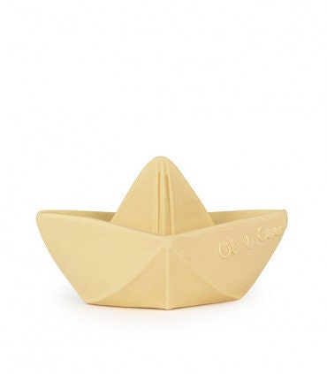 Bateau origami pour le bain en caoutchouc naturel | Jouet d’éveil & de dentition | Fait main