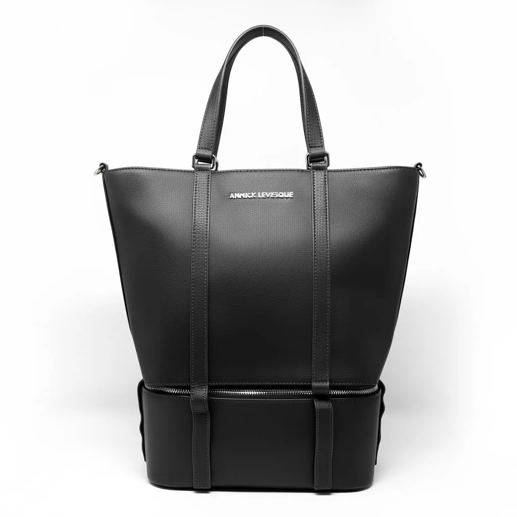 Sac fourre-tout 2 en 1 en cuir noir Charlotte | Section isotherme détachable