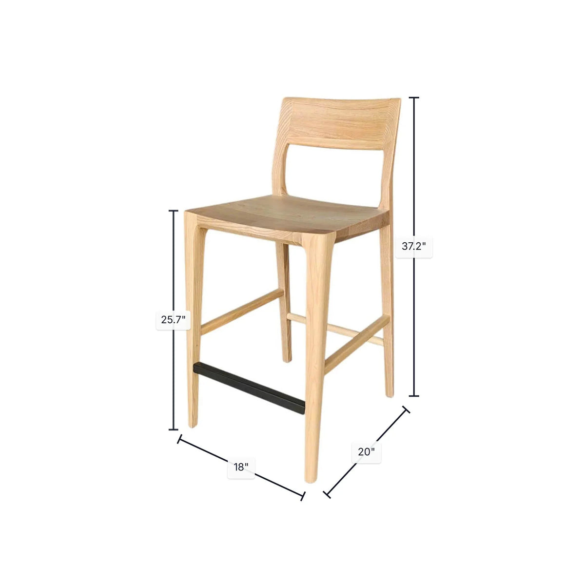 Tabouret de comptoir Jarvis | Frêne massif | 3 finis disponibles