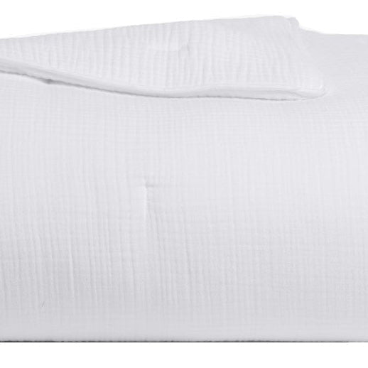 Jeté uni blanc en mousseline de coton | 50 × 60 po