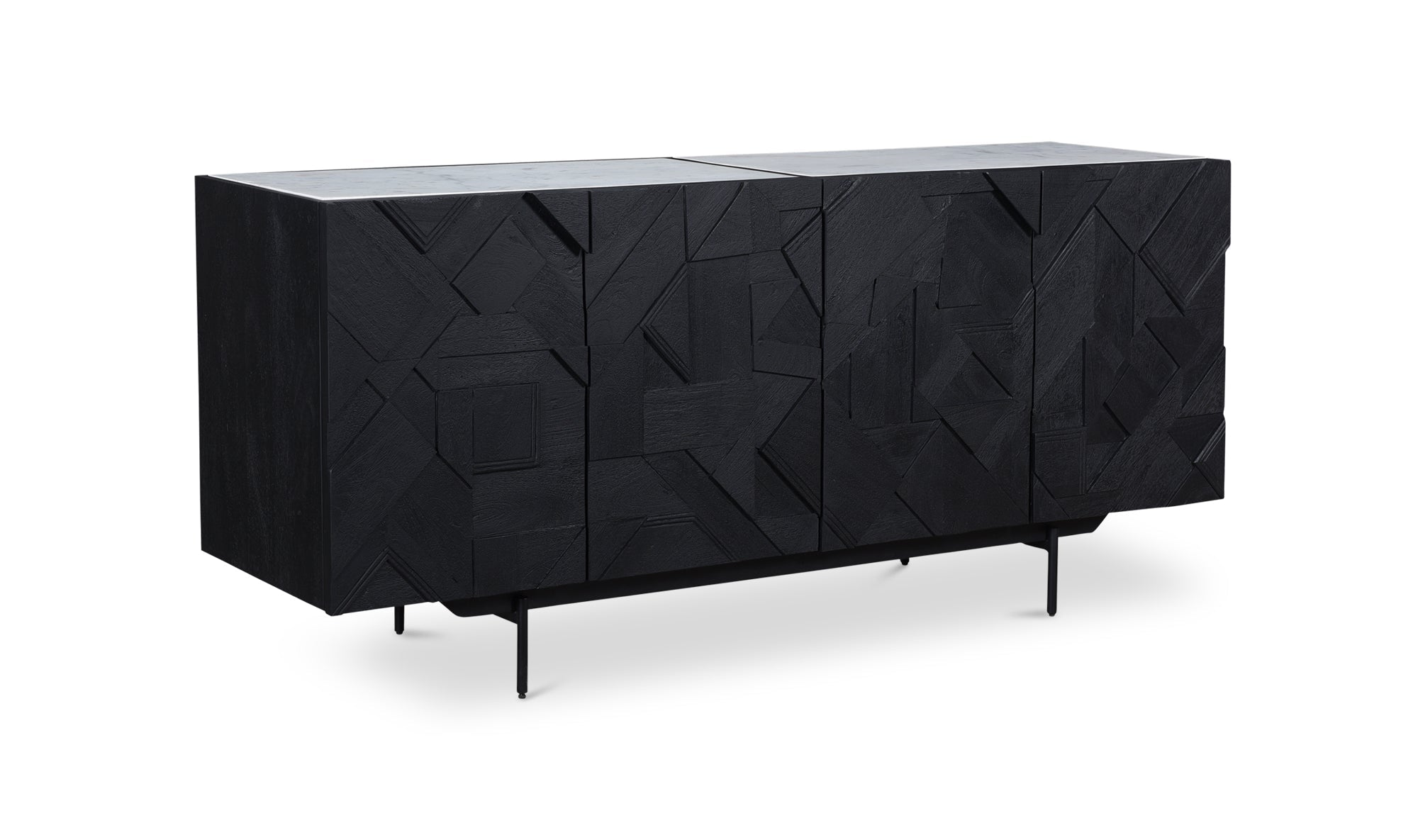 Buffet Kallista en bois de manguier et marbre