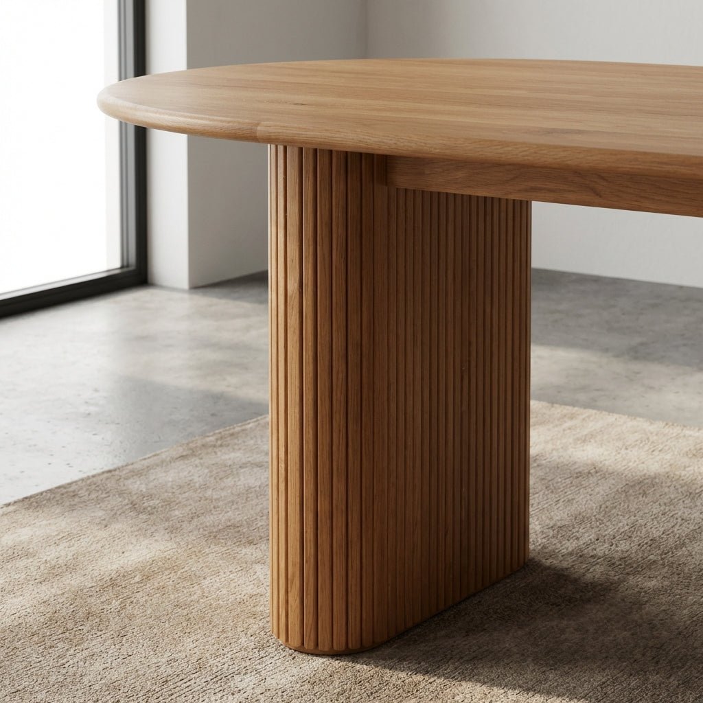 Table à manger Kelowna arrondie | Bois massif | Placage naturel | Très stable