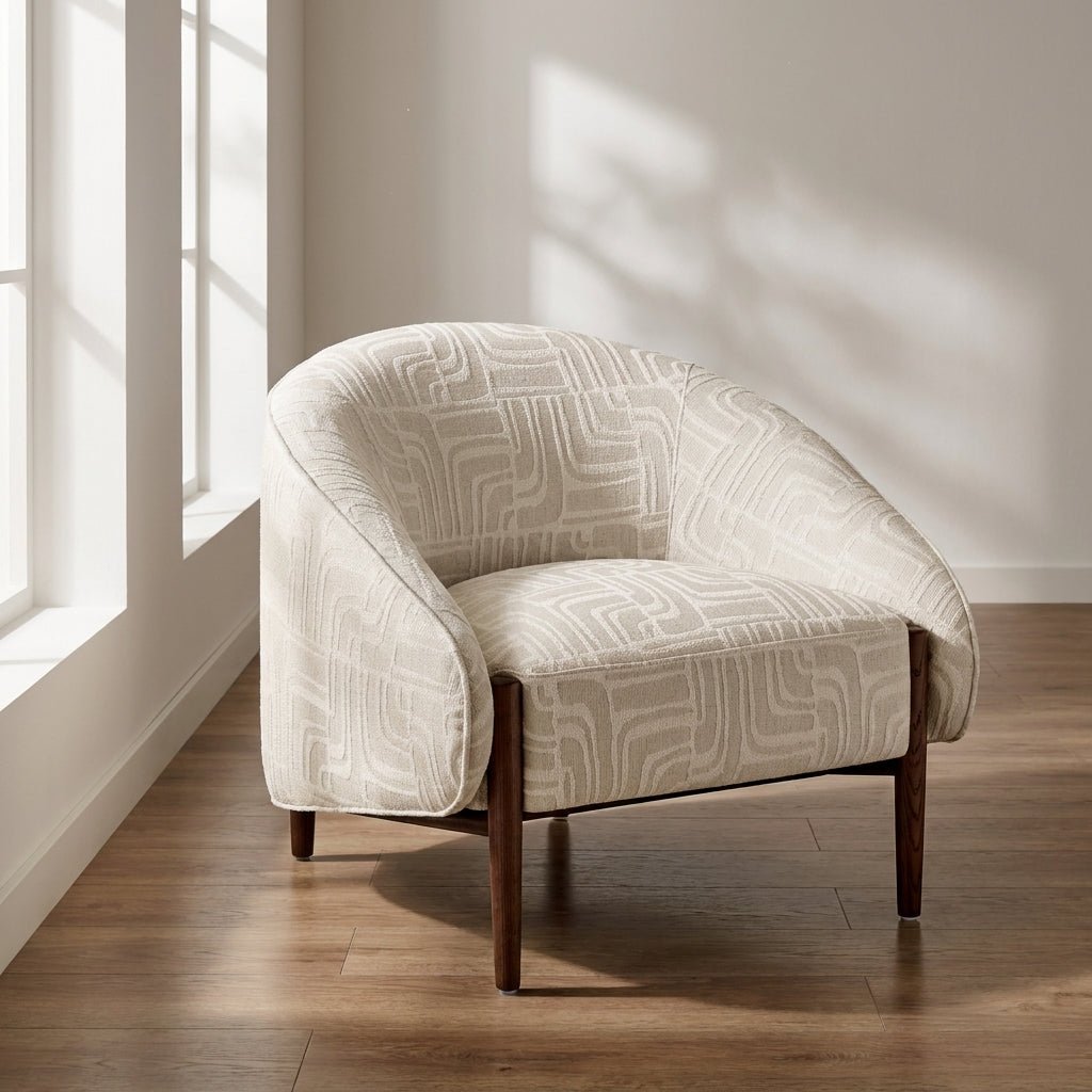 Kestrel Accent Chair | Wraparound backrest | Dark walnut frame | Artisan craftsmanship