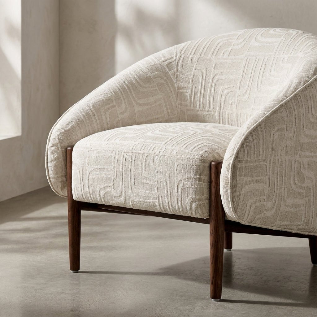 Kestrel Accent Chair | Wraparound backrest | Dark walnut frame | Artisan craftsmanship