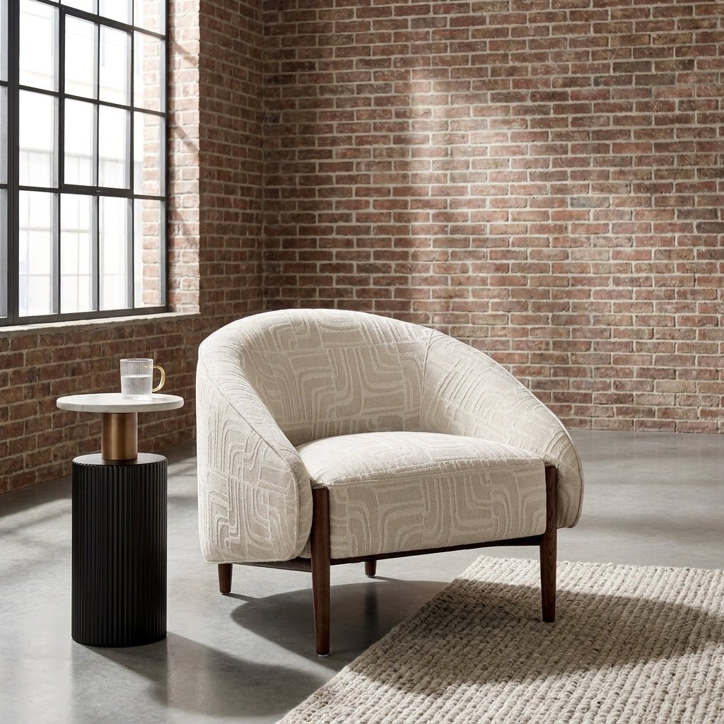 Kestrel Accent Chair | Wraparound backrest | Dark walnut frame | Artisan craftsmanship