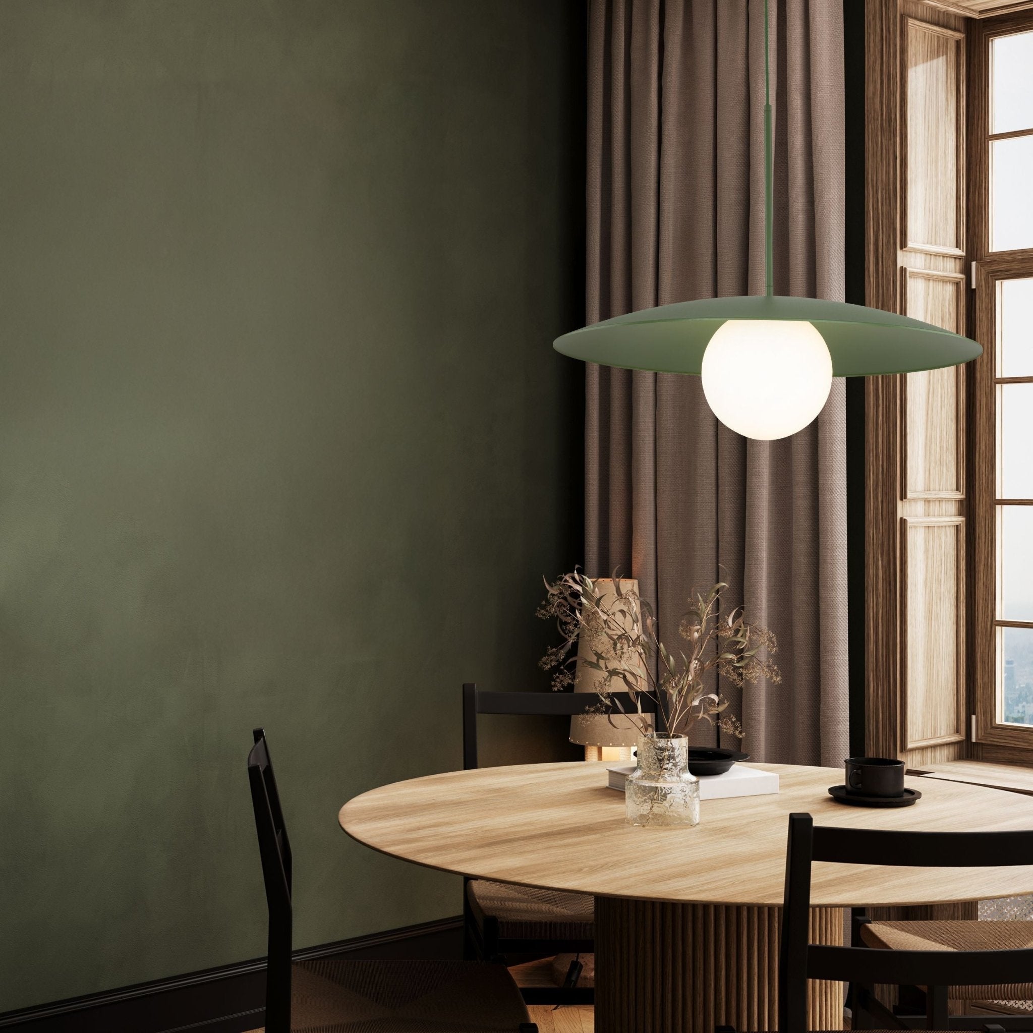 Lampe à Suspension Moderne du Milieu du Siècle SLATE | Verre Opalin et Métal Peint - Les Trouvailles de JustineLumoCraftsBeige