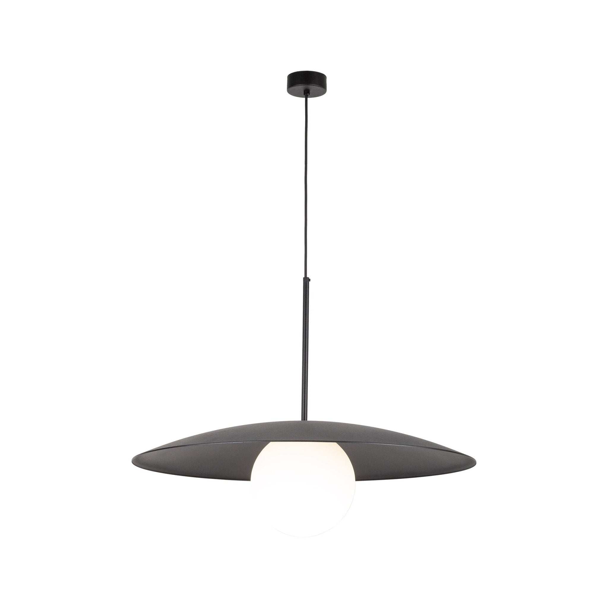Lampe à Suspension Moderne du Milieu du Siècle SLATE | Verre Opalin et Métal Peint - Les Trouvailles de JustineLumoCraftsBlack
