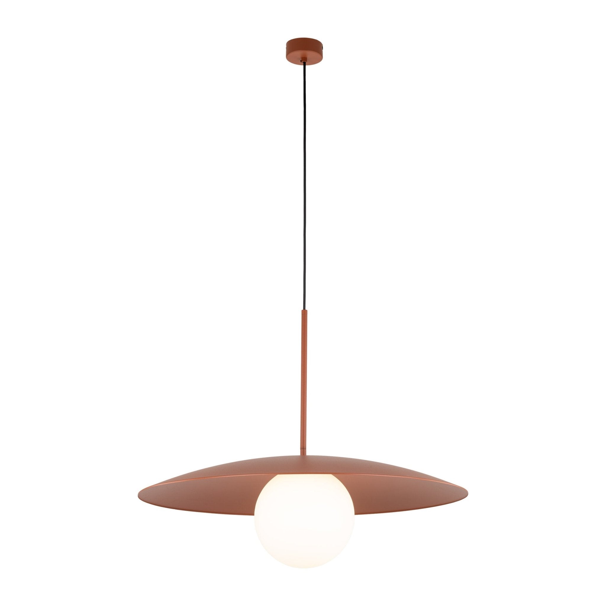 Lampe à Suspension Moderne du Milieu du Siècle SLATE | Verre Opalin et Métal Peint - Les Trouvailles de JustineLumoCraftsBlack