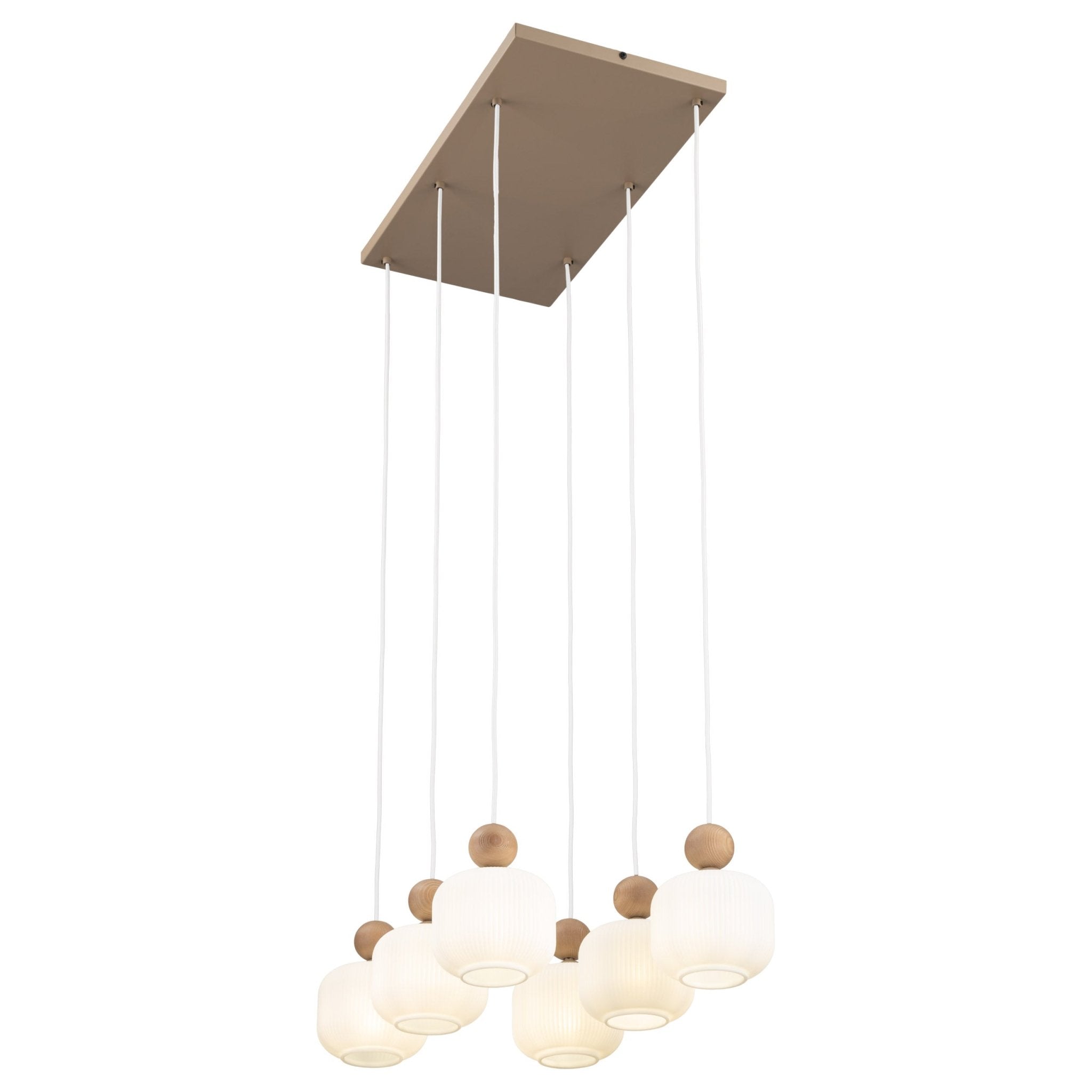 Lampe à Suspension Scandinave Ballo 6 | Verre Soufflé et Bois Naturel - Les Trouvailles de JustineLumoCrafts