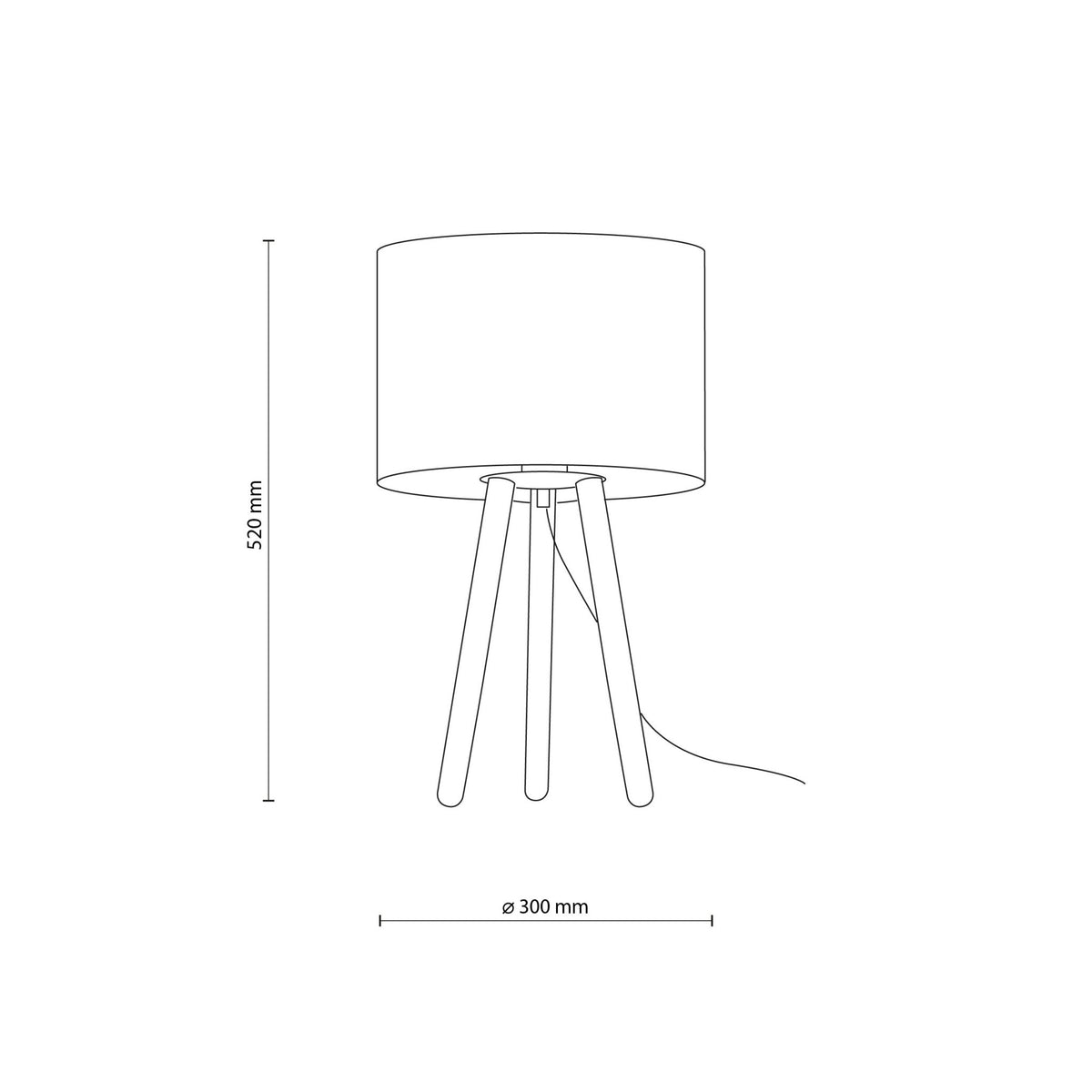 Lampe de table TOKYO sur trépied, abat-jour cylindrique en tissu