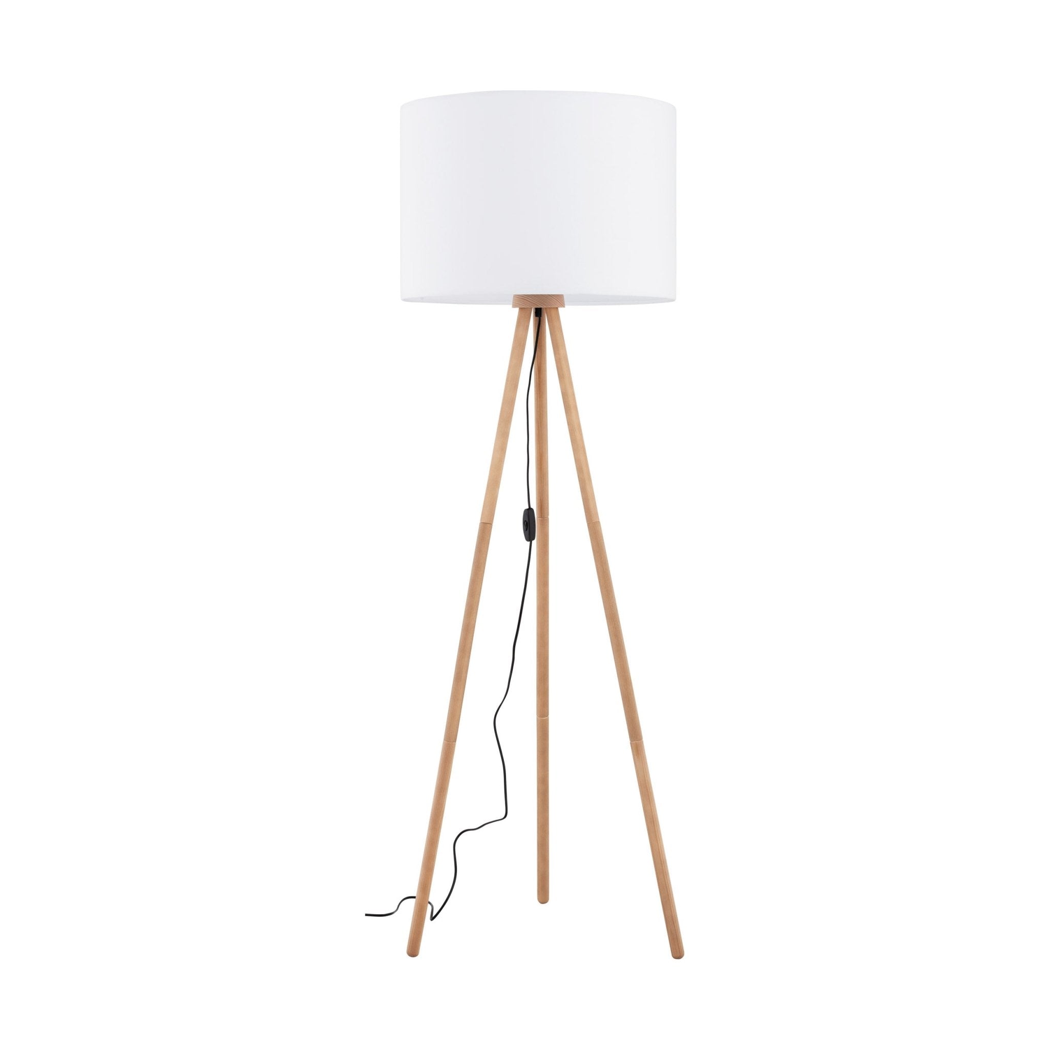 Lampe sur pied TOKYO | 1 lumière | Abat - jour en tissu | Base trépied en bois | Design Japandi - Les Trouvailles de JustineLumoCraftsWhite