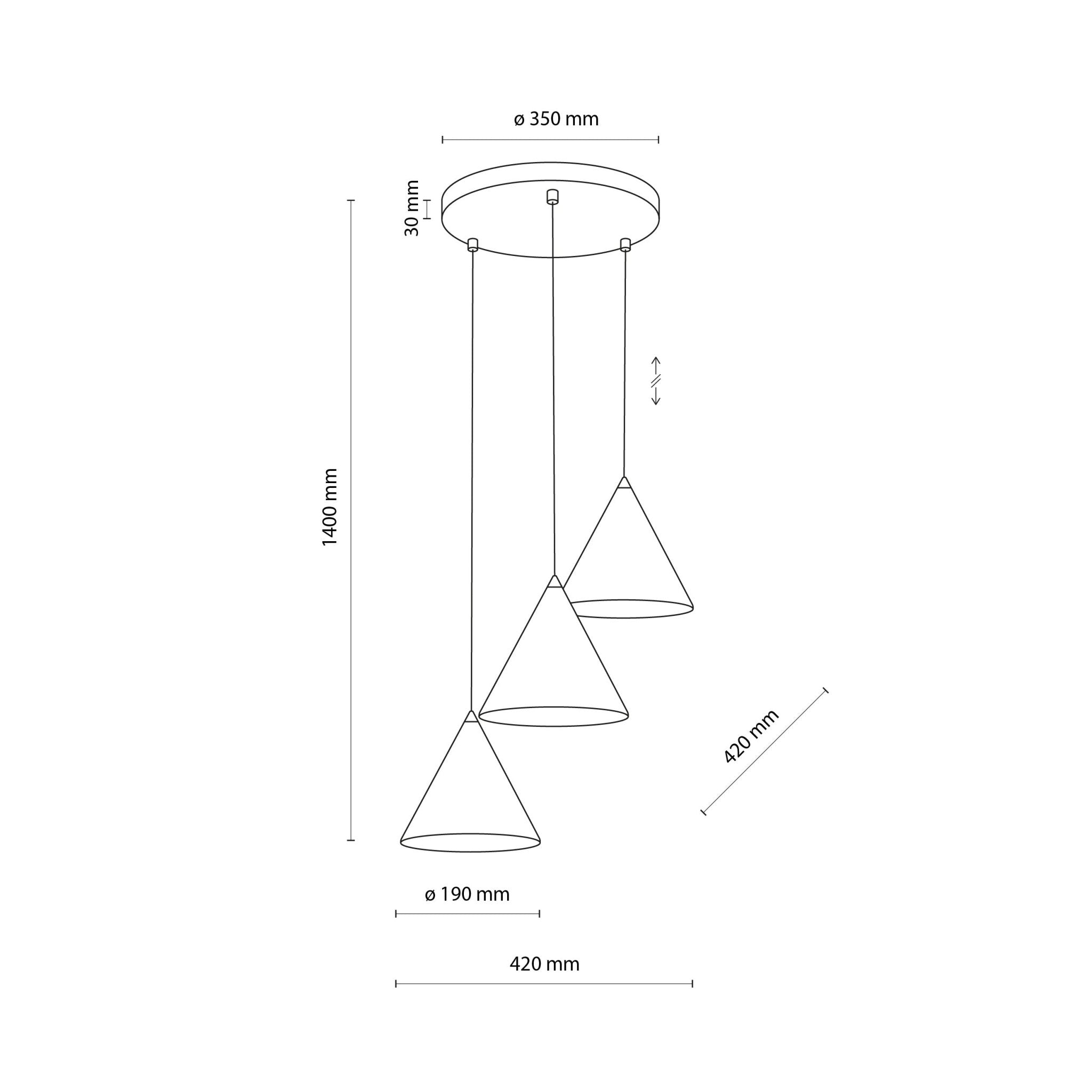 Lampe Suspendue CONO Moderne Minimaliste 3 Lumières | Suspension Conique en Métal Noir - Les Trouvailles de JustineLumoCraftsBlack