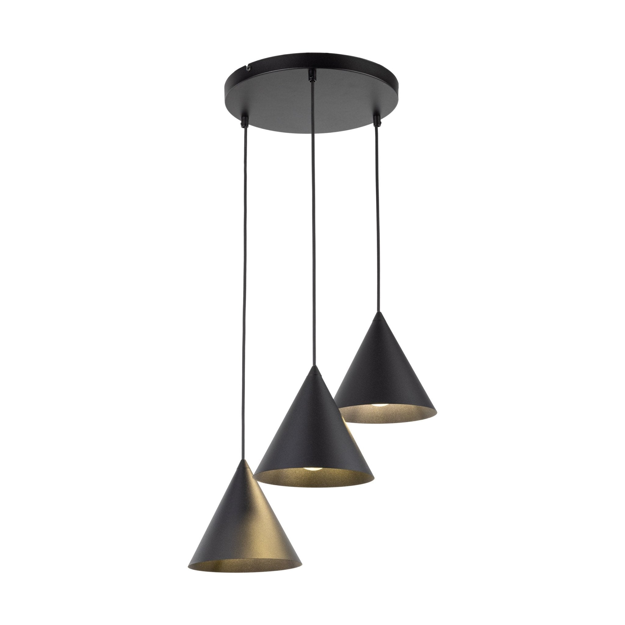 Lampe Suspendue CONO Moderne Minimaliste 3 Lumières | Suspension Conique en Métal Noir - Les Trouvailles de JustineLumoCraftsBlack