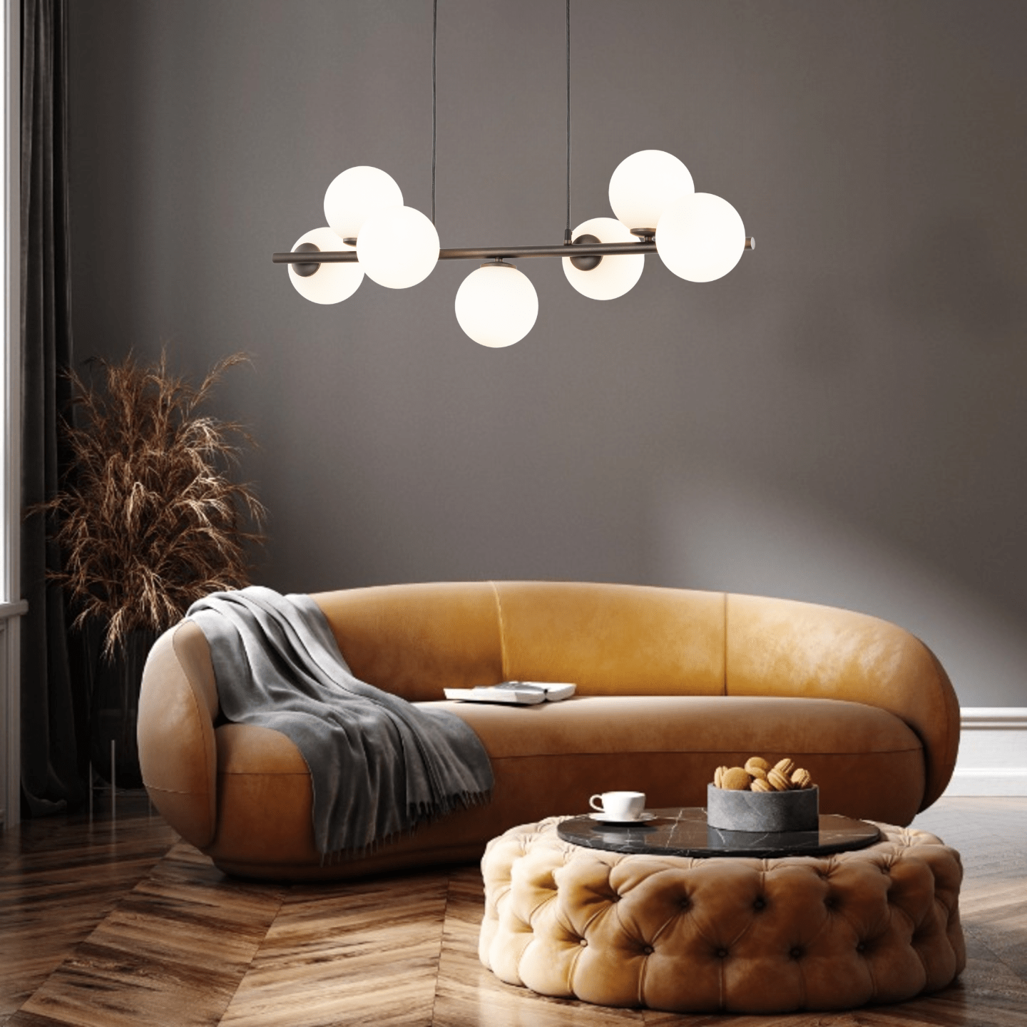 Lampe Suspendue ESTERA Scandinave 7 Lumières | Suspension Moderne en Verre et Métal - Les Trouvailles de JustineLumoCrafts