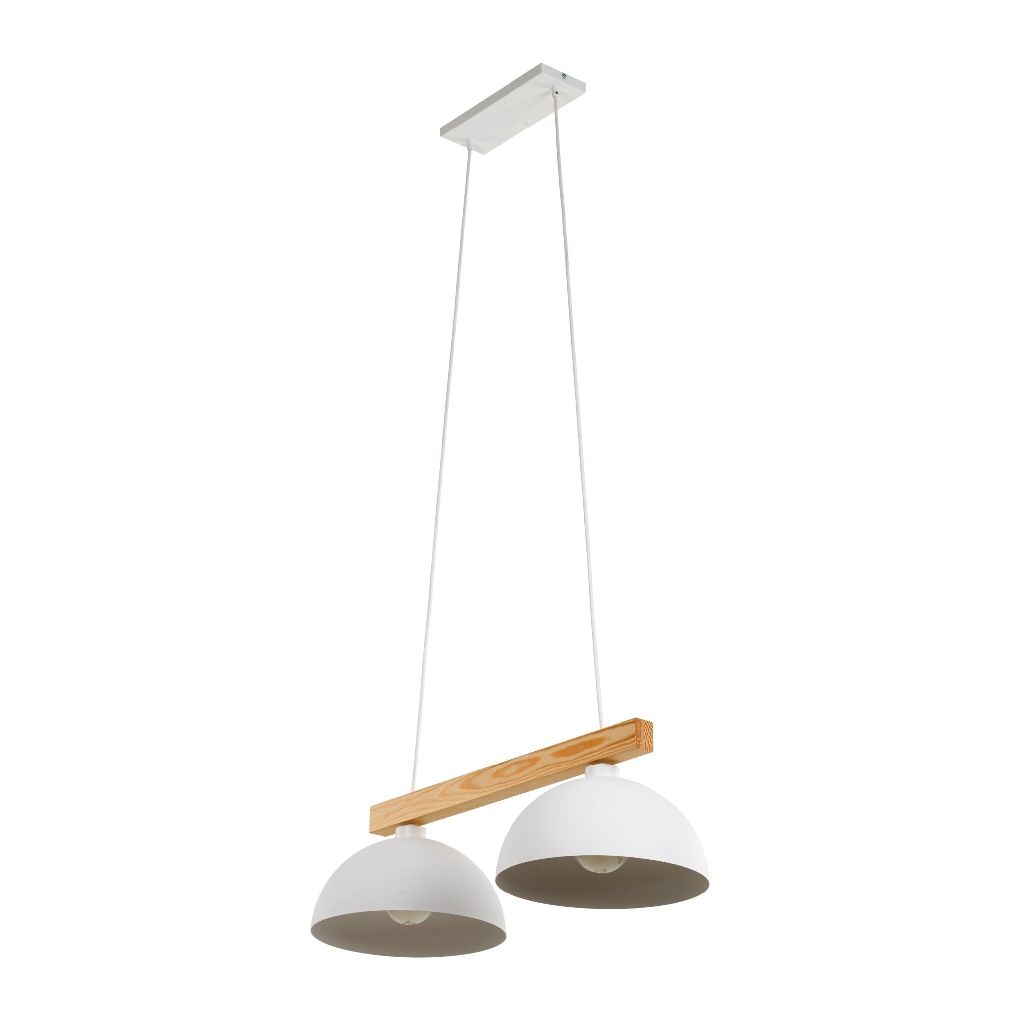 Lampe Suspendue OSLO Blanc Scandinave 2 Lumières | Suspension Industrielle en Bois et Métal - Les Trouvailles de JustineLumoCrafts