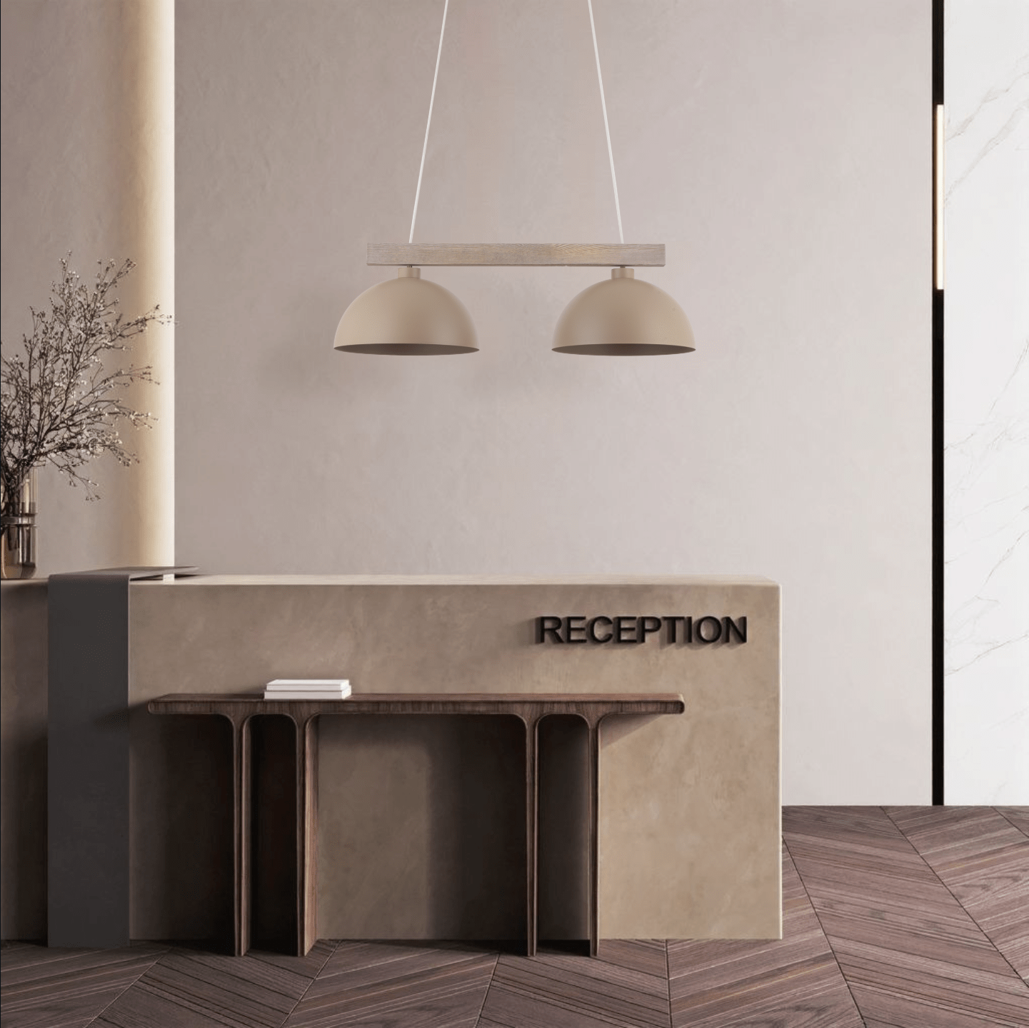 Lampe Suspendue Scandinave OSLO Beige | Suspension Design Industriel en Bois et Métal - Les Trouvailles de JustineLumoCrafts