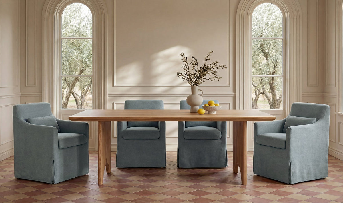 Table de salle à manger Larkin | Chêne massif et fer | 6 à 8 places