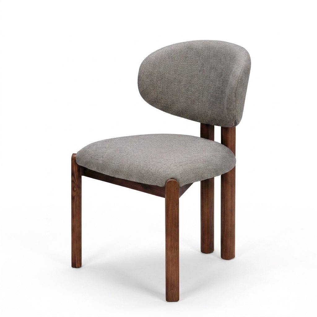 Ensemble de 2 chaises de salle à manger Liana | Tissu taupe | Pieds finition noyer