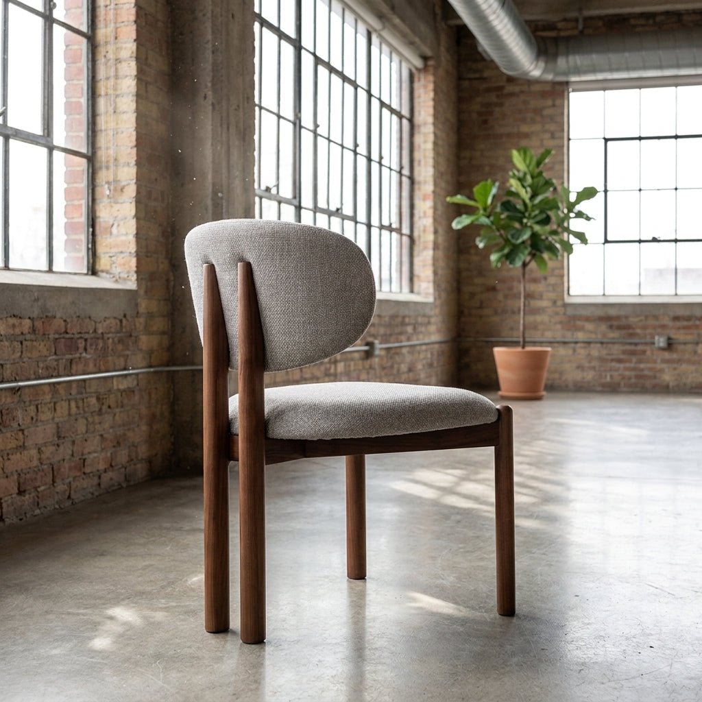 Ensemble de 2 chaises de salle à manger Liana | Tissu taupe | Pieds finition noyer