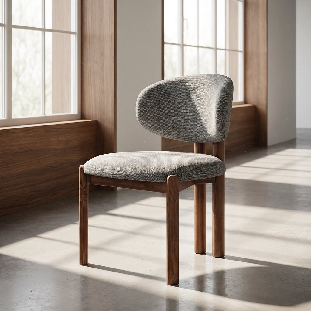 Ensemble de 2 chaises de salle à manger Liana | Tissu taupe | Pieds finition noyer