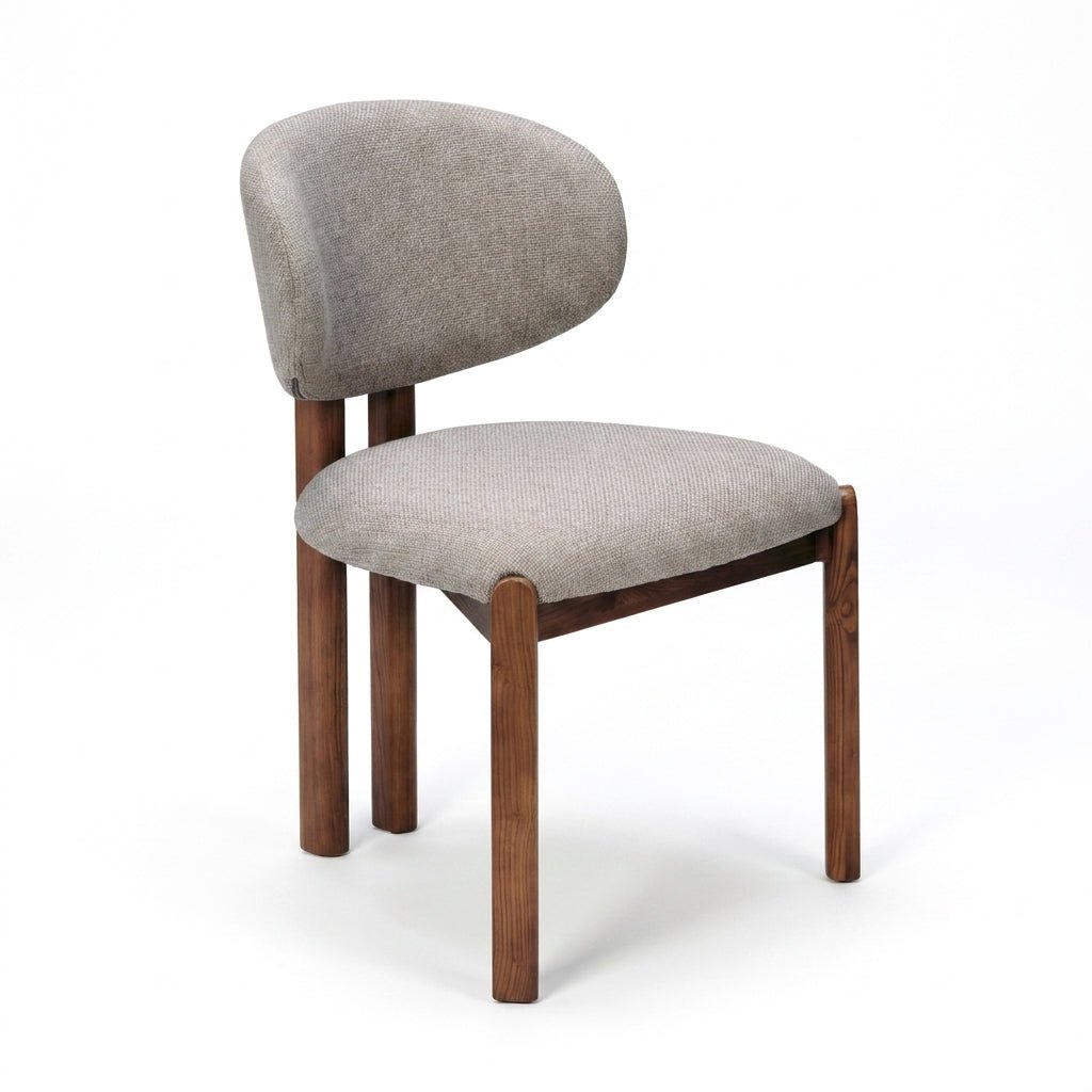 Ensemble de 2 chaises de salle à manger Liana | Tissu taupe | Pieds finition noyer