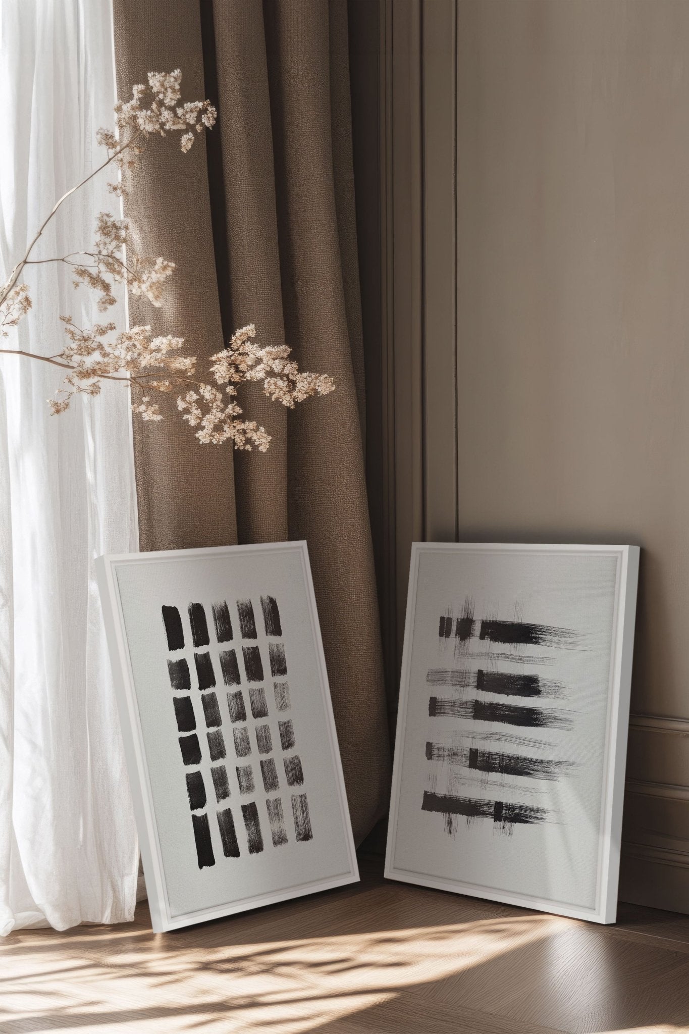 LINEAR CONTRAST DUO (2 Oeuvres sur toile étirée) - Les Trouvailles de JustineDuo & TrioOleka Canvas2 toiles 9x12Blanc