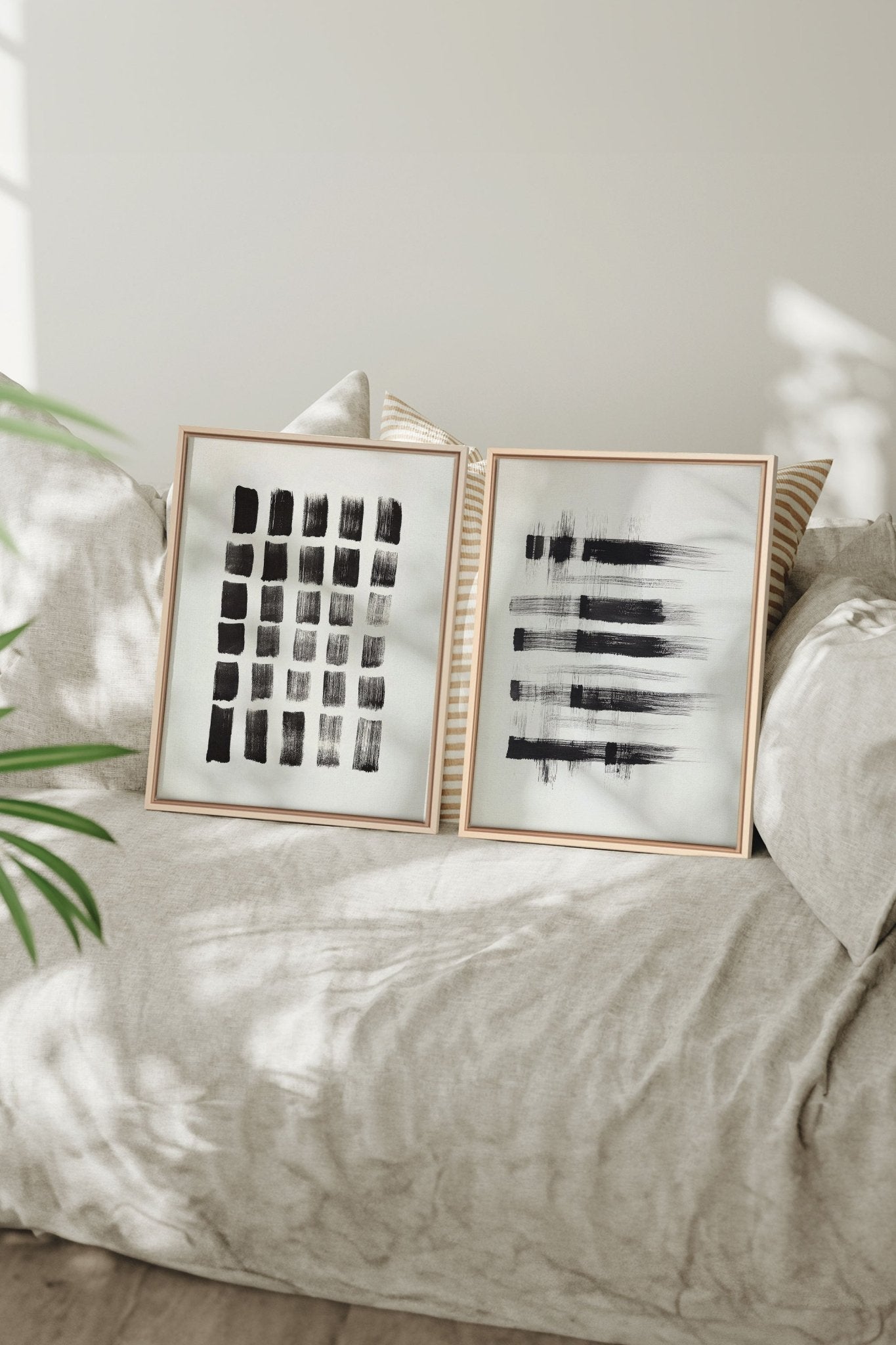 LINEAR CONTRAST DUO (2 Oeuvres sur toile étirée) - Les Trouvailles de JustineDuo & TrioOleka Canvas2 toiles 9x12Bois naturel
