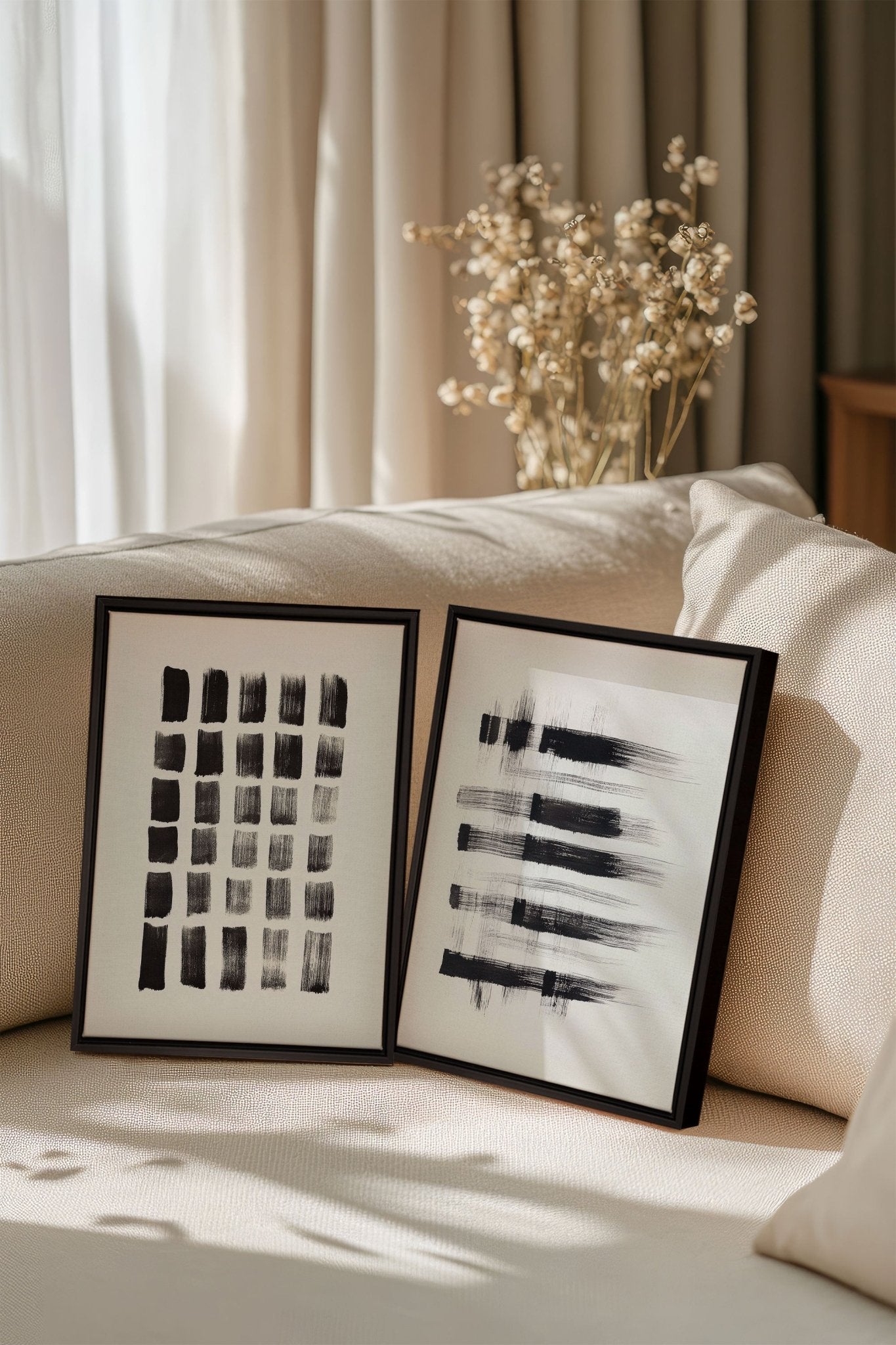 LINEAR CONTRAST DUO (2 Oeuvres sur toile étirée) - Les Trouvailles de JustineDuo & TrioOleka Canvas2 toiles 9x12Noir