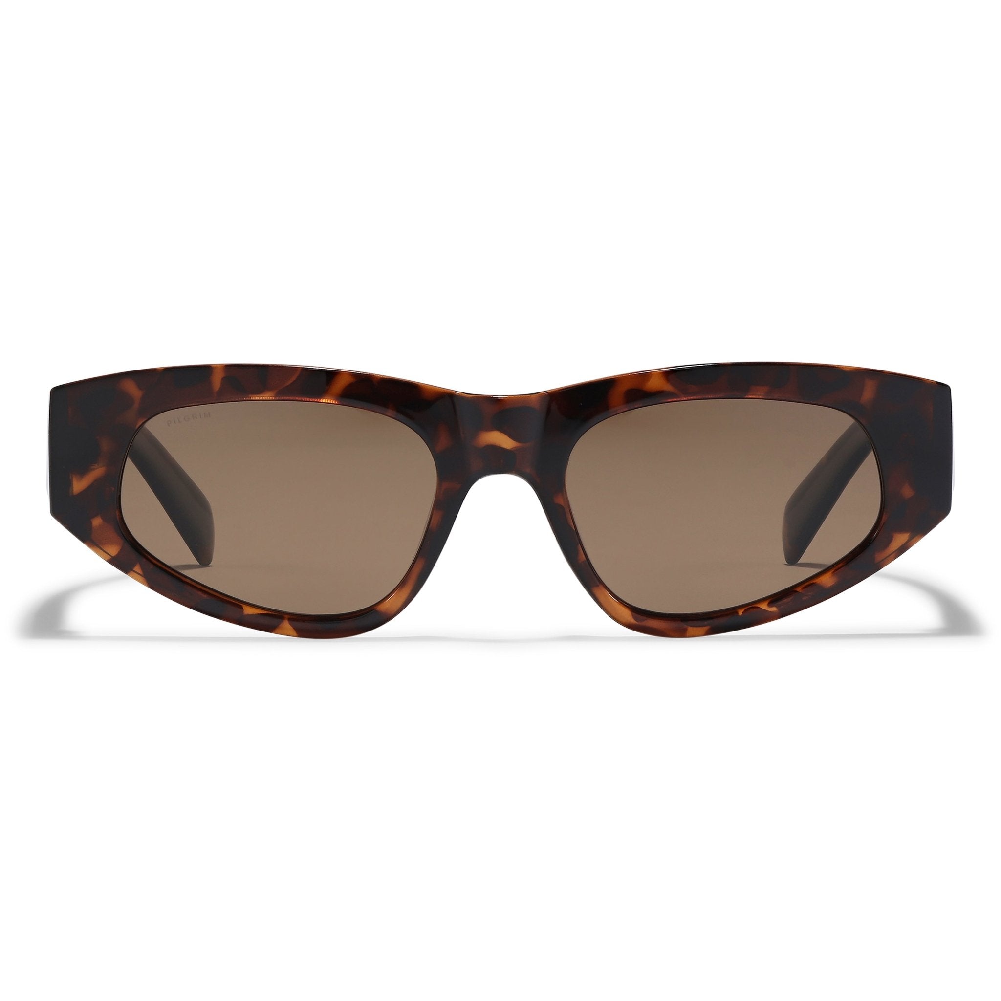 Lunettes de soleil JUNIE Pilgrim monture écaille marron, verres bruns fumés
