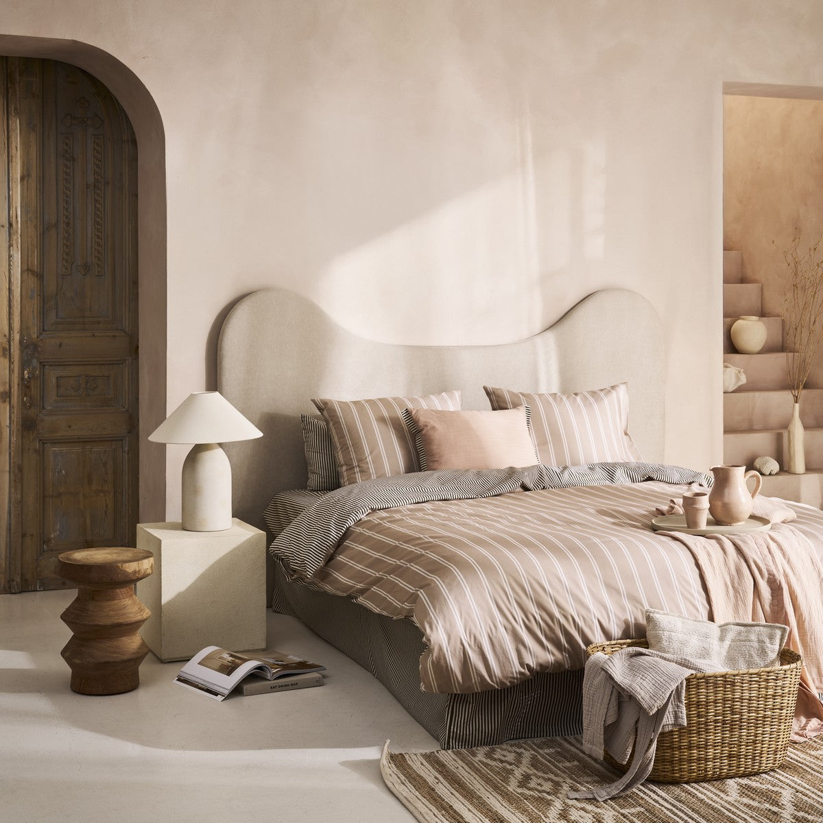 Martini Duvet Cover Olive and Natural Stripe | cotton | Minimalist and sophisticated