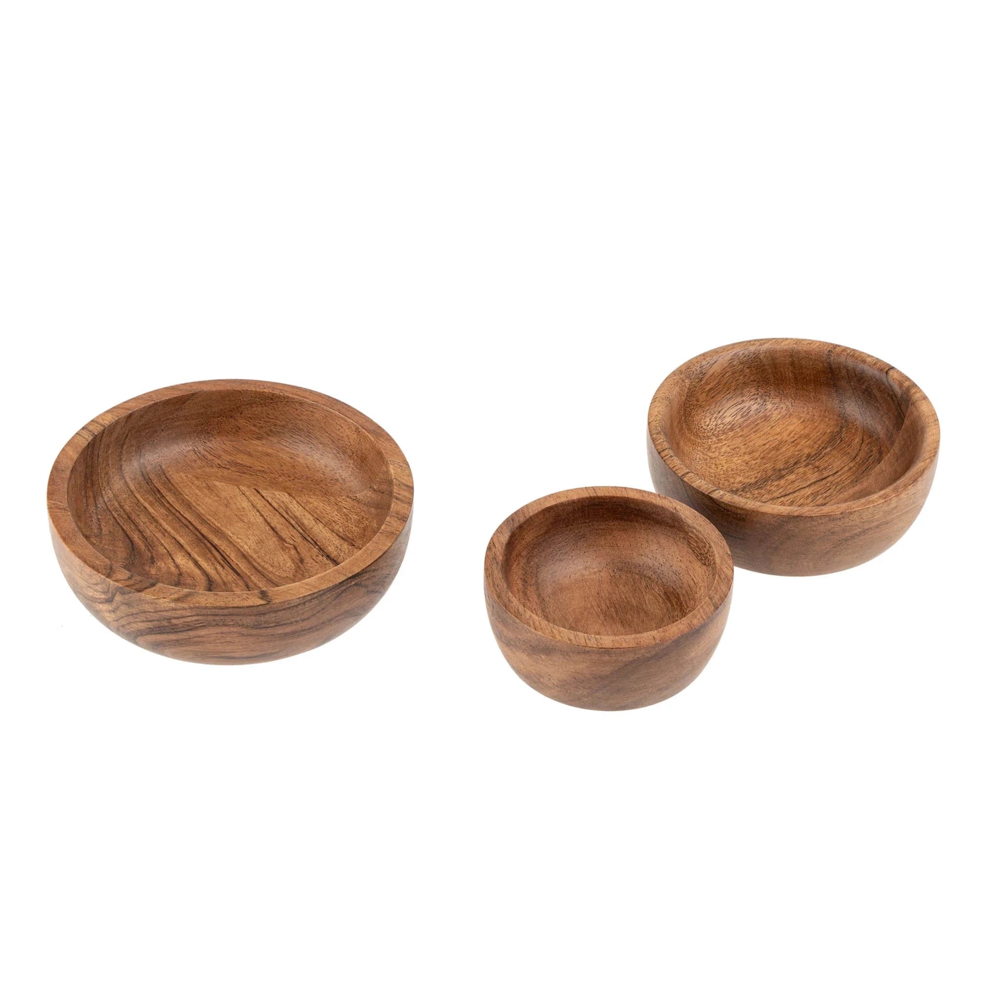 Mini bols Acacia | Bois d’acacia façonné à la main | Ensemble de 3 - Les Trouvailles de JustineIndaba Home