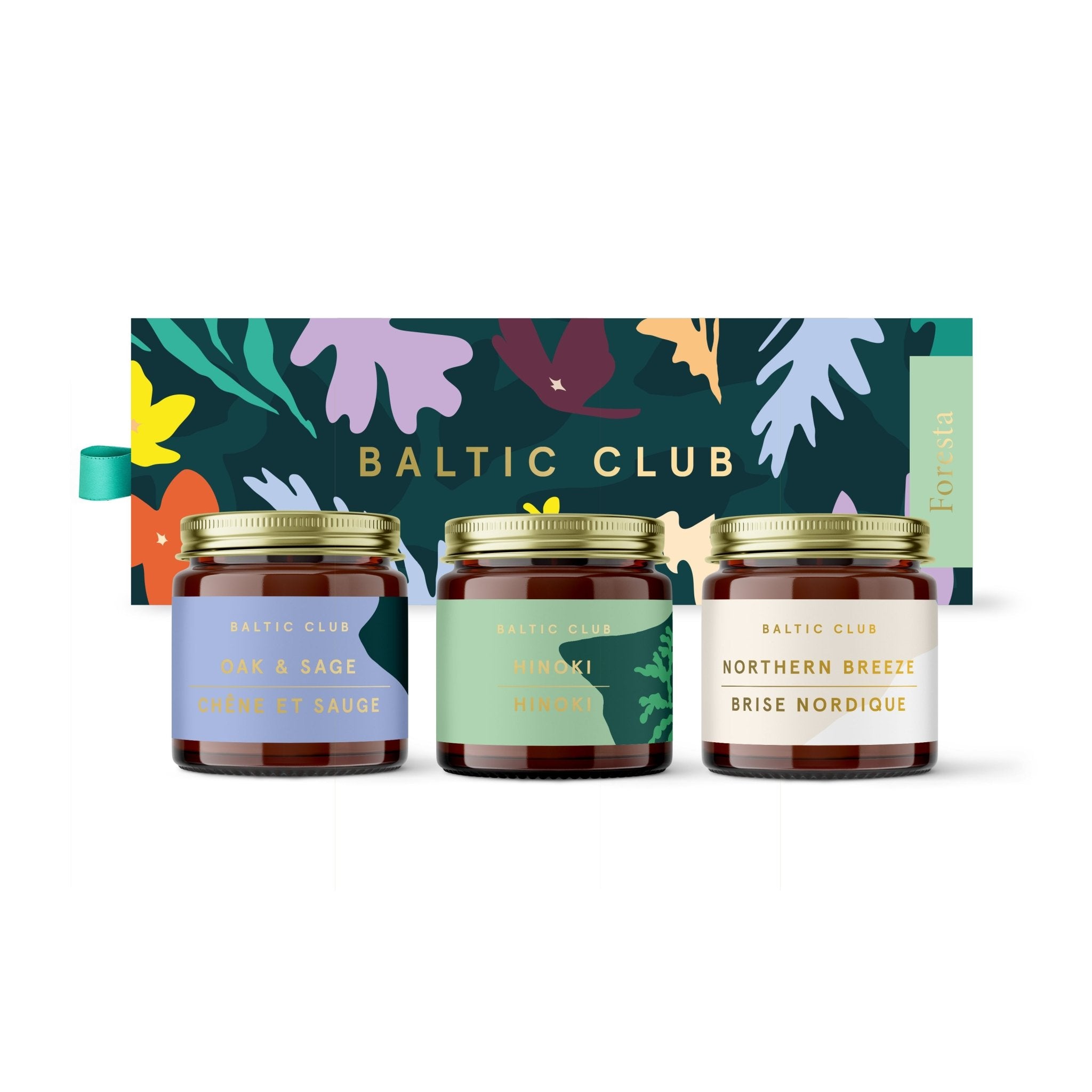Mini trio de bougies Foresta Baltic Club en coffret cadeau