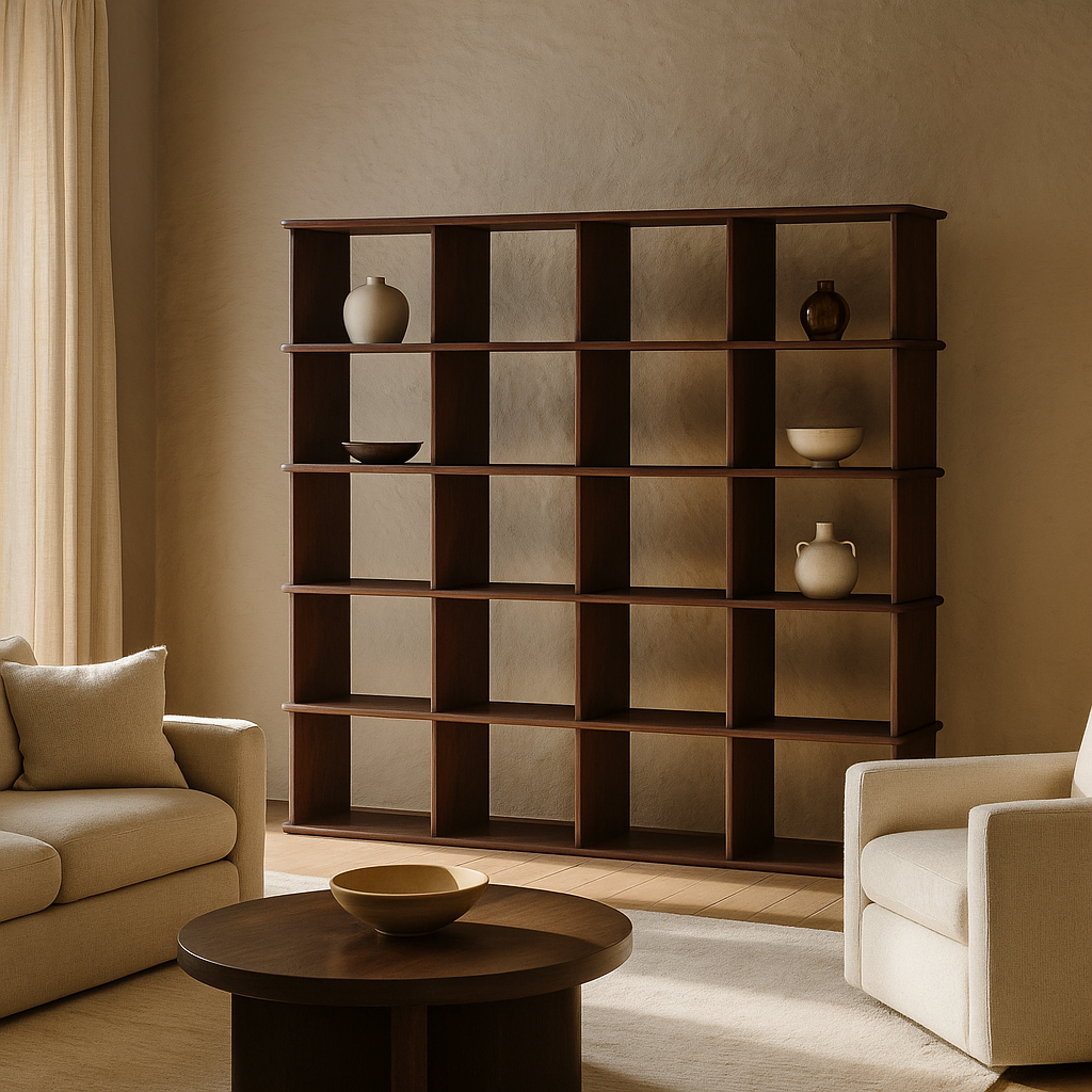 Bibliothèque Cube en Noyer Massif | Fait à la main | Noyer naturel