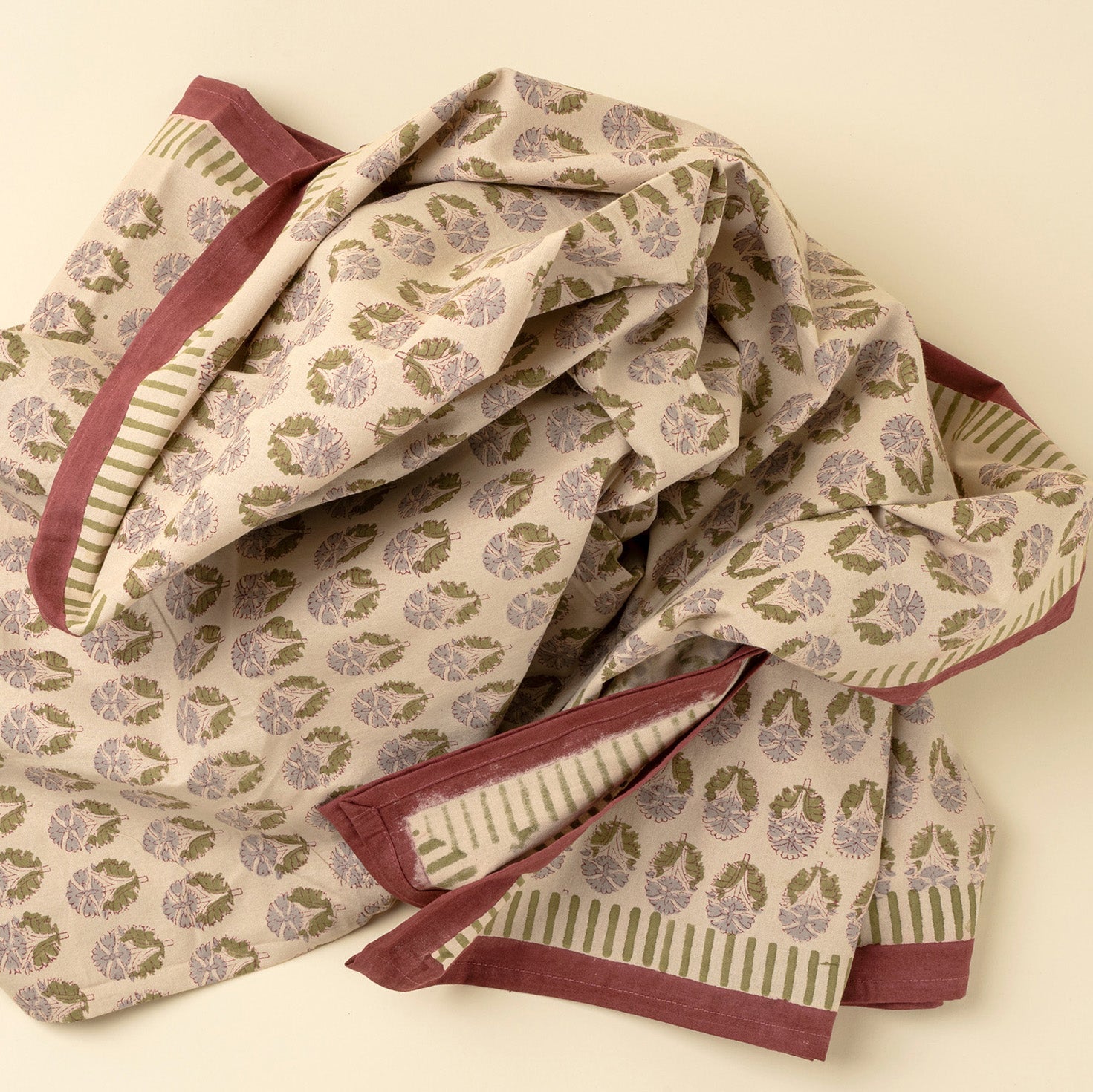 Nappe Nandini imprimée au bloc | Fait à la main | Coton biologique | Indaba - Les Trouvailles de JustineIndaba Home