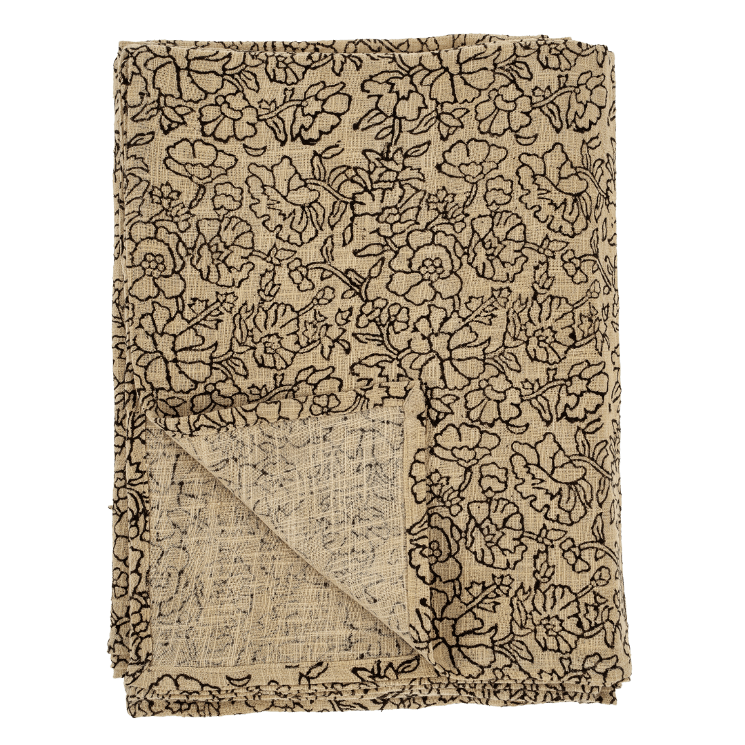 Nappe Poppy à motif bloc imprimé à la main | 265 x 152 cm | Naturel - Les Trouvailles de JustineIndaba Home
