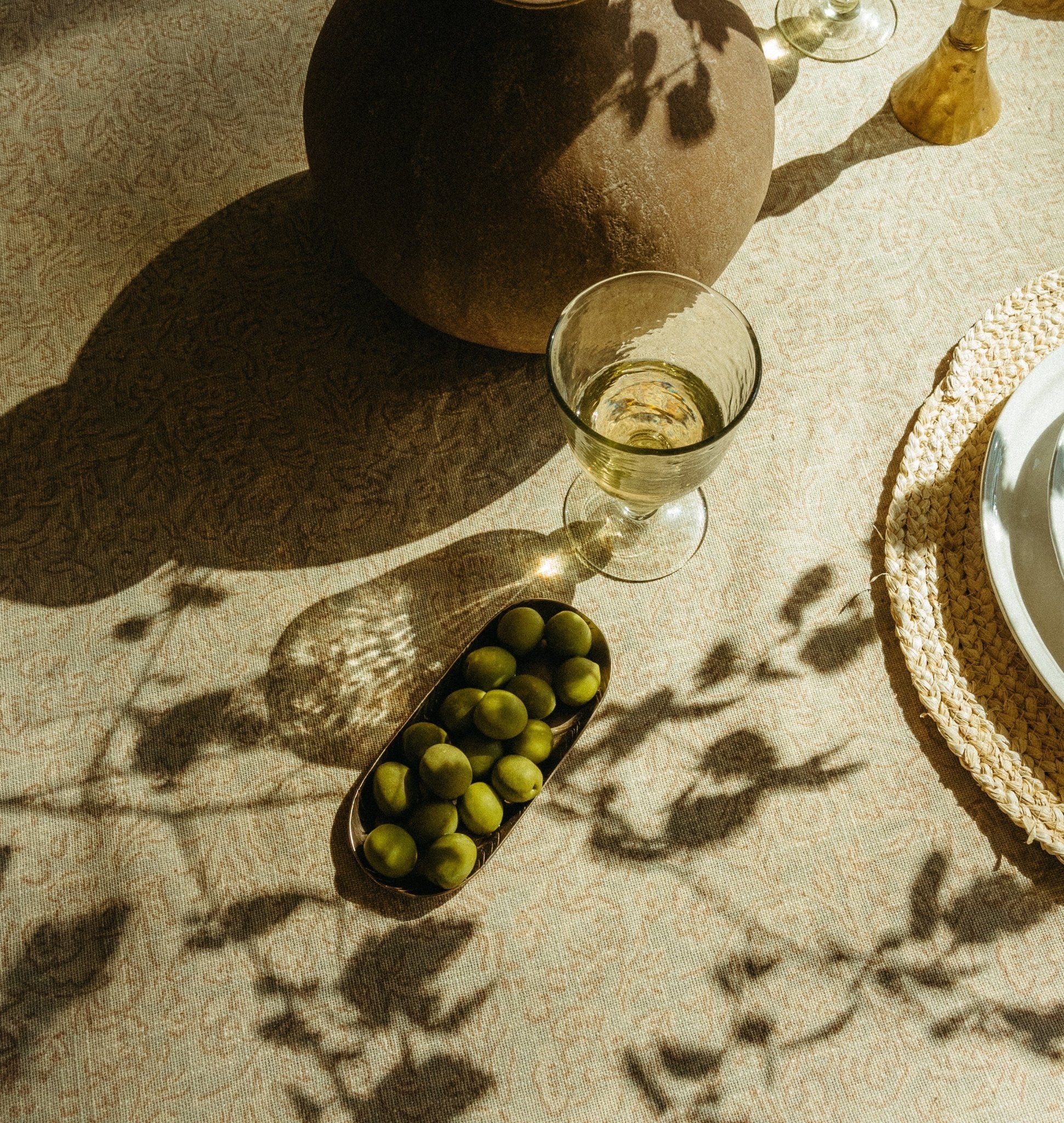 Nappe Saanvi à motifs bloc | Fait à la main | Coton biologique - Les Trouvailles de JustineIndaba Home