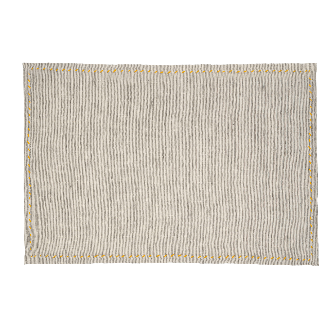 Napperons à Rayures en Lin | Ensemble de 4 | Gris | Élégance Décontractée - Les Trouvailles de JustineIndaba Home